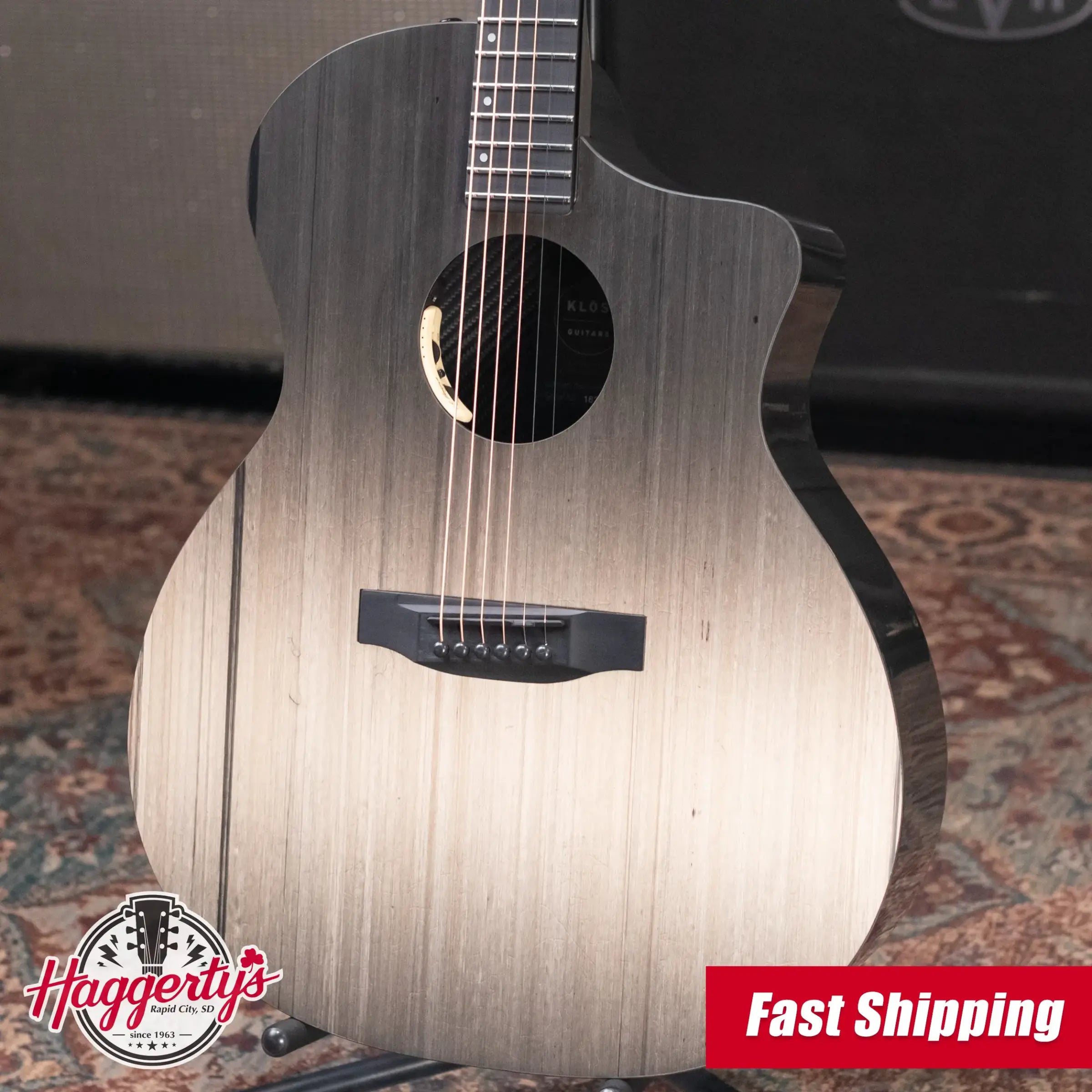 KLOS Full Carbon Deluxe Grand Cutaway LR Baggs Anthem Acoustic/Electric Guitar - Carbon Timber with Gig Bag