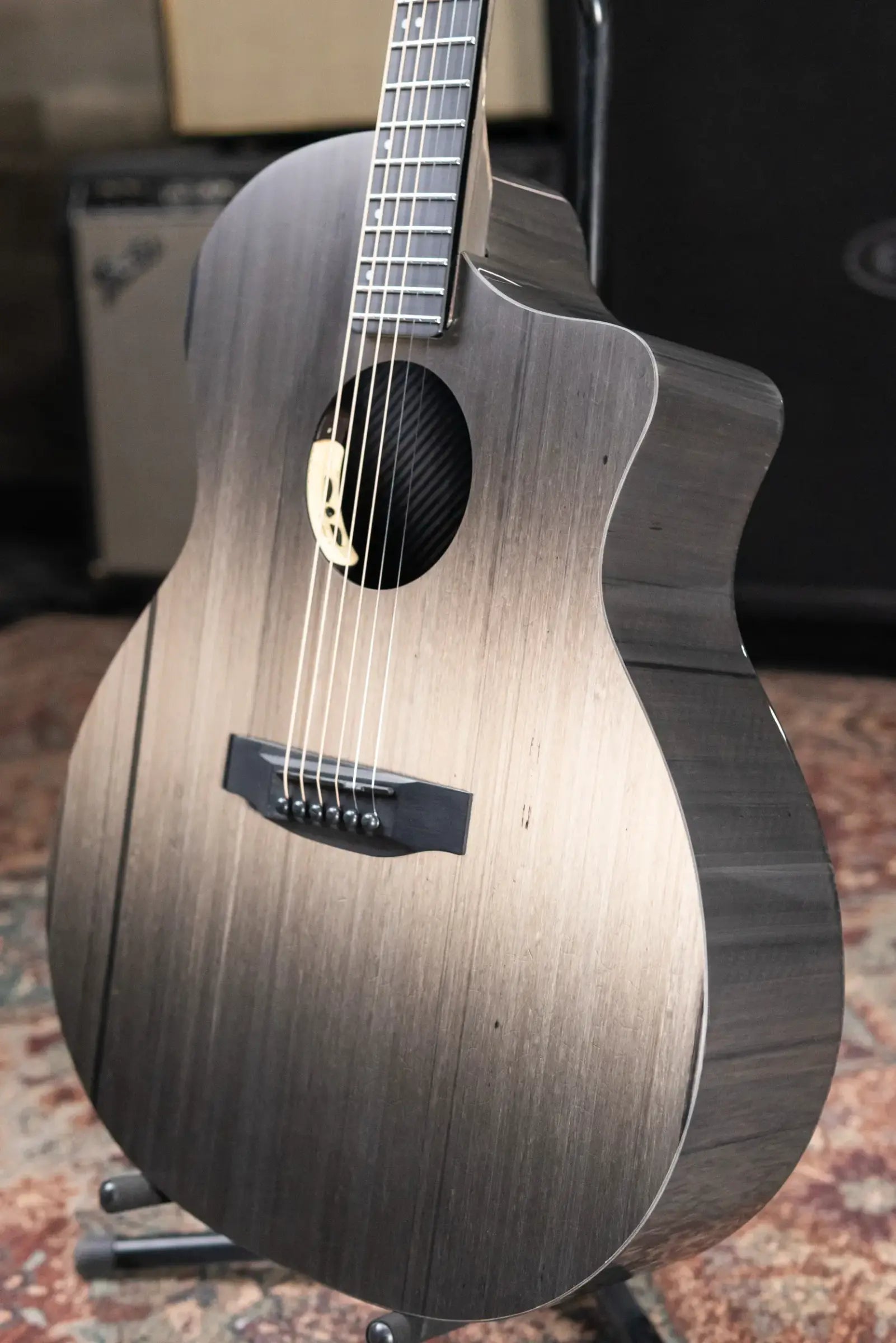 KLOS Full Carbon Deluxe Grand Cutaway LR Baggs Anthem Acoustic/Electric Guitar - Carbon Timber with Gig Bag