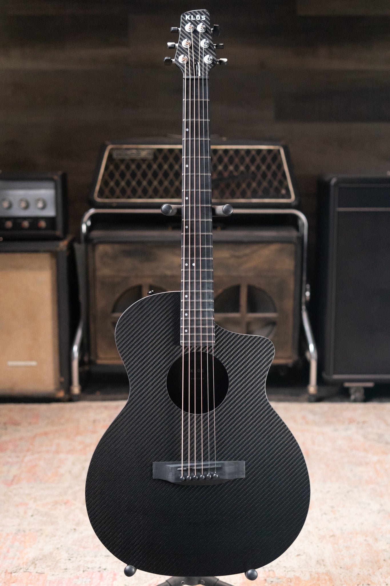 KLOS Full Carbon Deluxe Grand Cutaway Mini Acoustic Guitar with Gig Bag