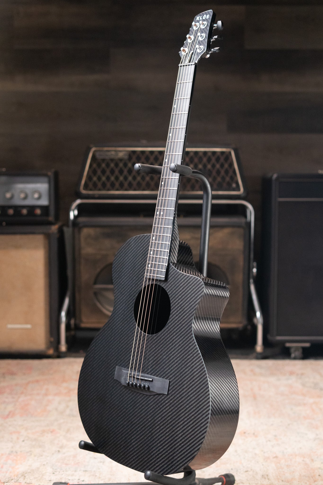 KLOS Full Carbon Deluxe Grand Cutaway Mini Acoustic Guitar with Gig Bag