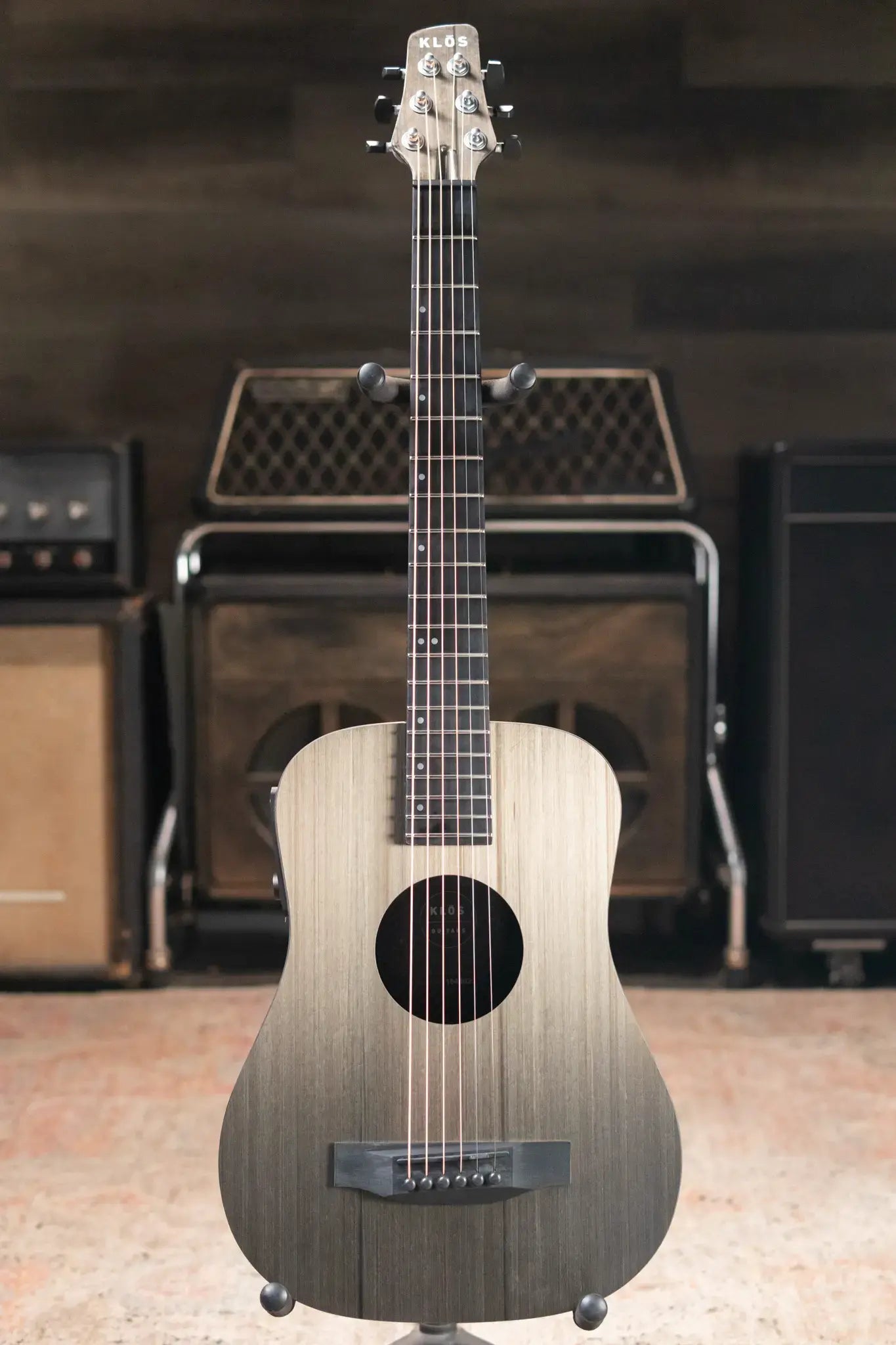KLOS Full Carbon Deluxe Travel HyVibe Pickup Acoustic/Electric Guitar - Carbon Timber with Gig Bag