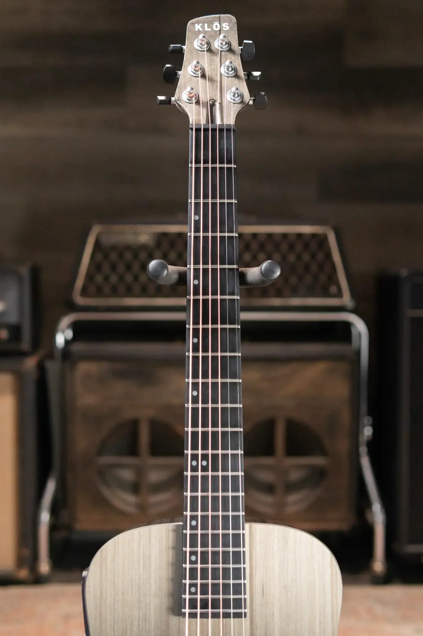 KLOS Full Carbon Deluxe Travel HyVibe Pickup Acoustic/Electric Guitar - Carbon Timber with Gig Bag