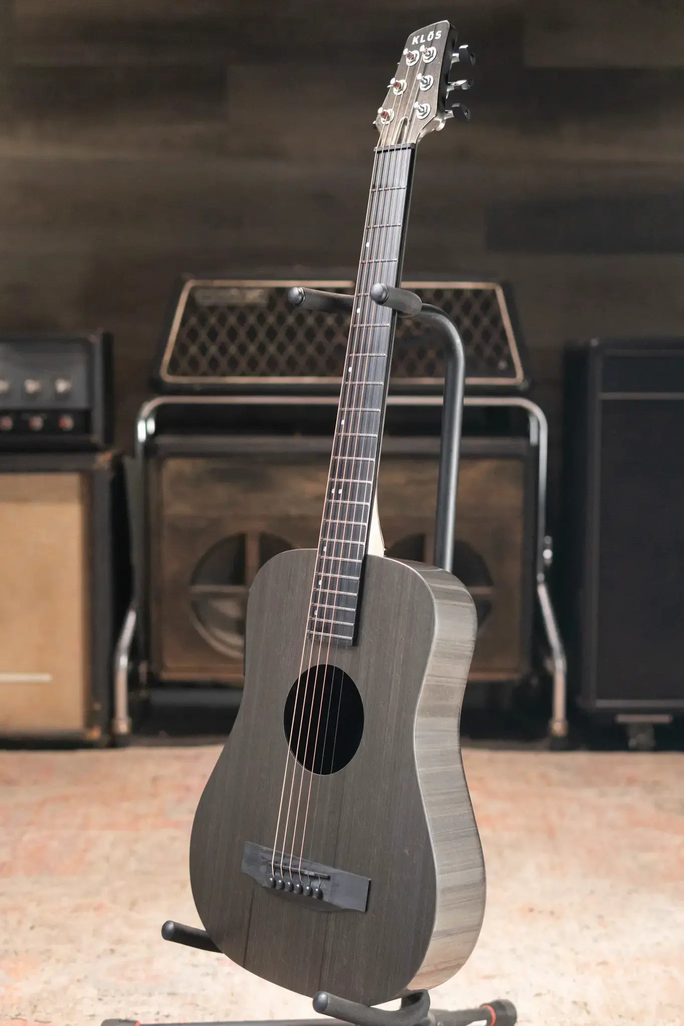 KLOS Full Carbon Deluxe Travel HyVibe Pickup Acoustic/Electric Guitar - Carbon Timber with Gig Bag