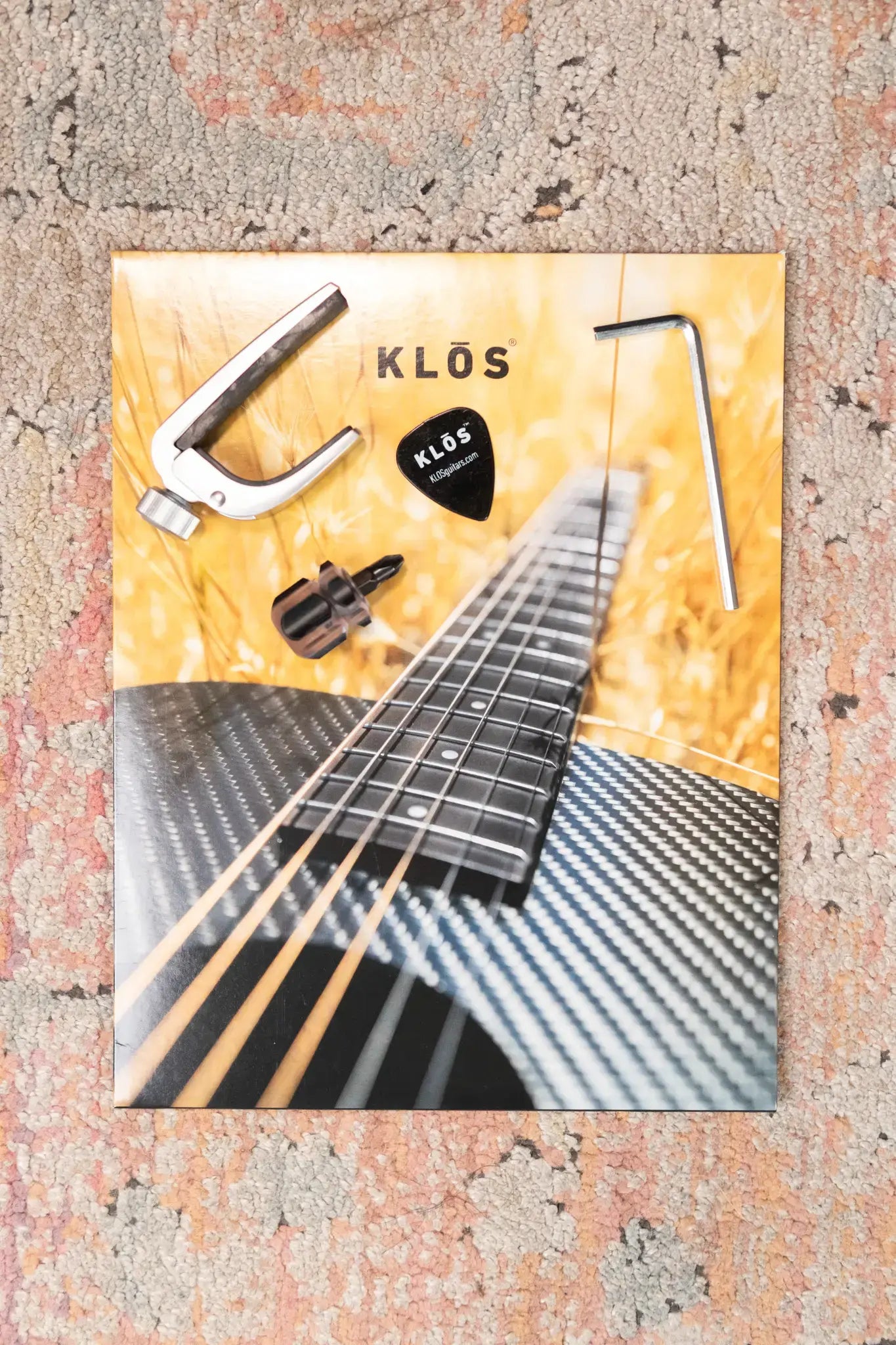 KLOS Full Carbon Deluxe Travel HyVibe Pickup Acoustic/Electric Guitar - Carbon Timber with Gig Bag
