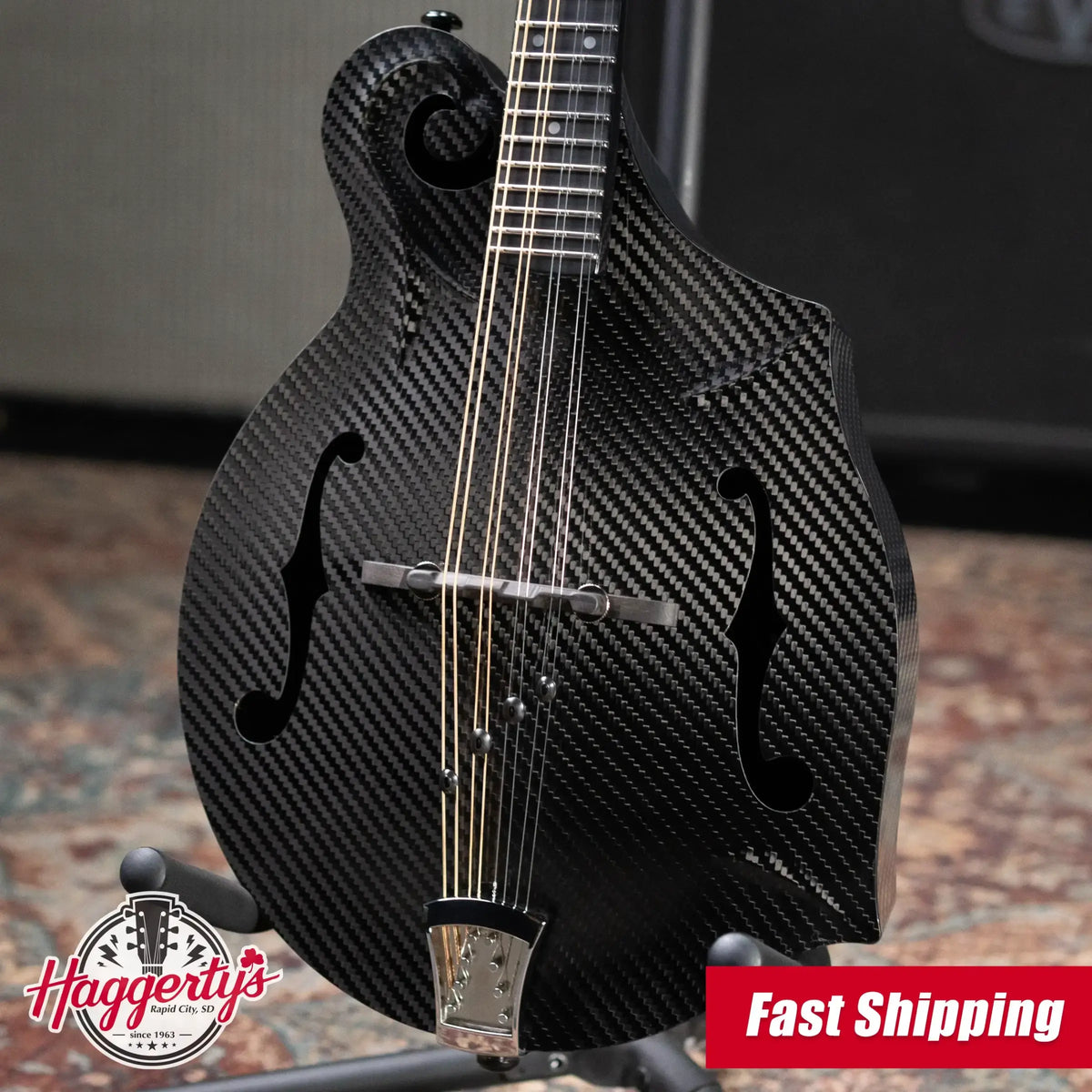 KLOS Full Carbon F-Style Mandolin Acoustic with Fiberglass Hardshell Case