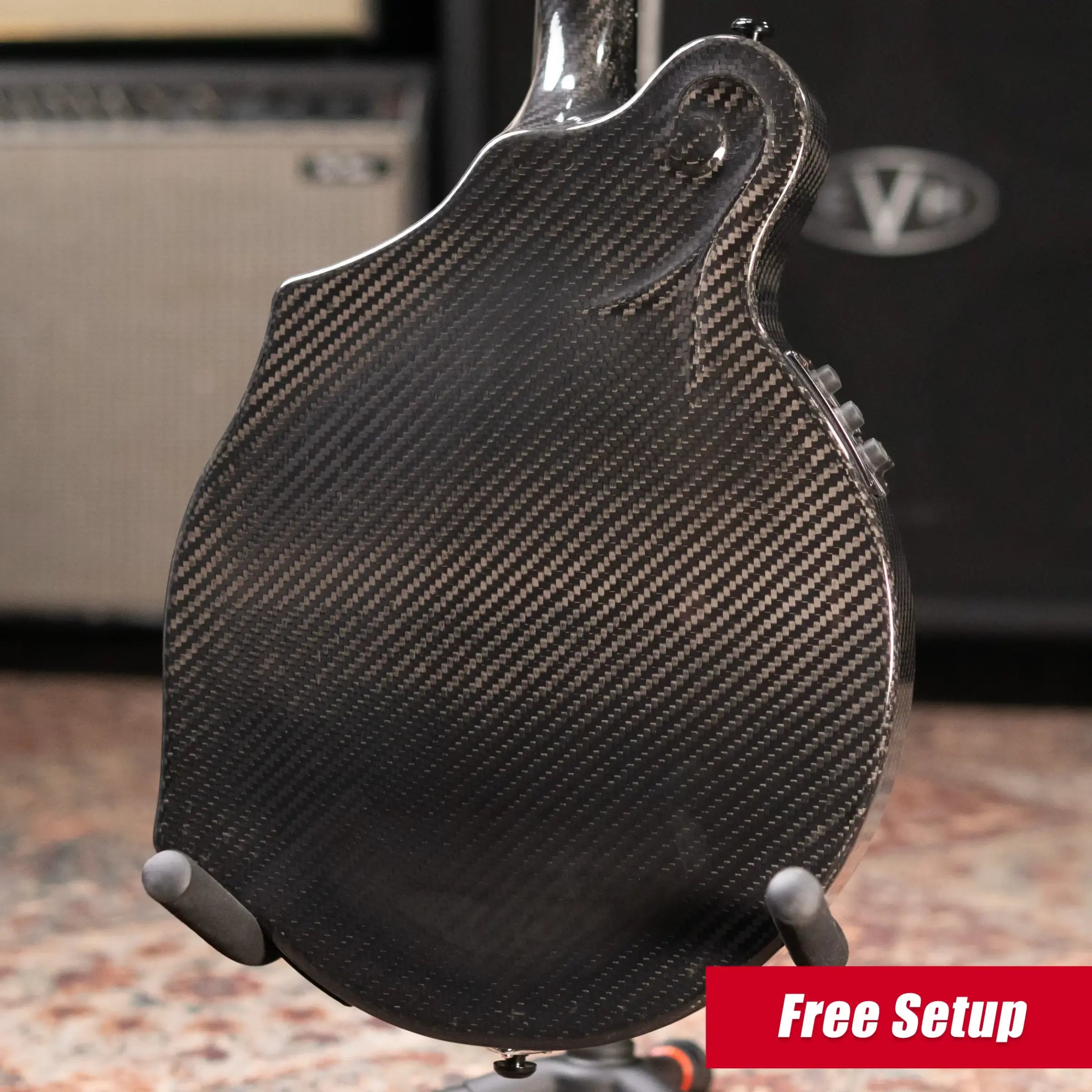 PRE-ORDER KLOS Full Carbon F-Style Mandolin KLOS EQ Acoustic/Electric with Fiberglass Hardshell Case