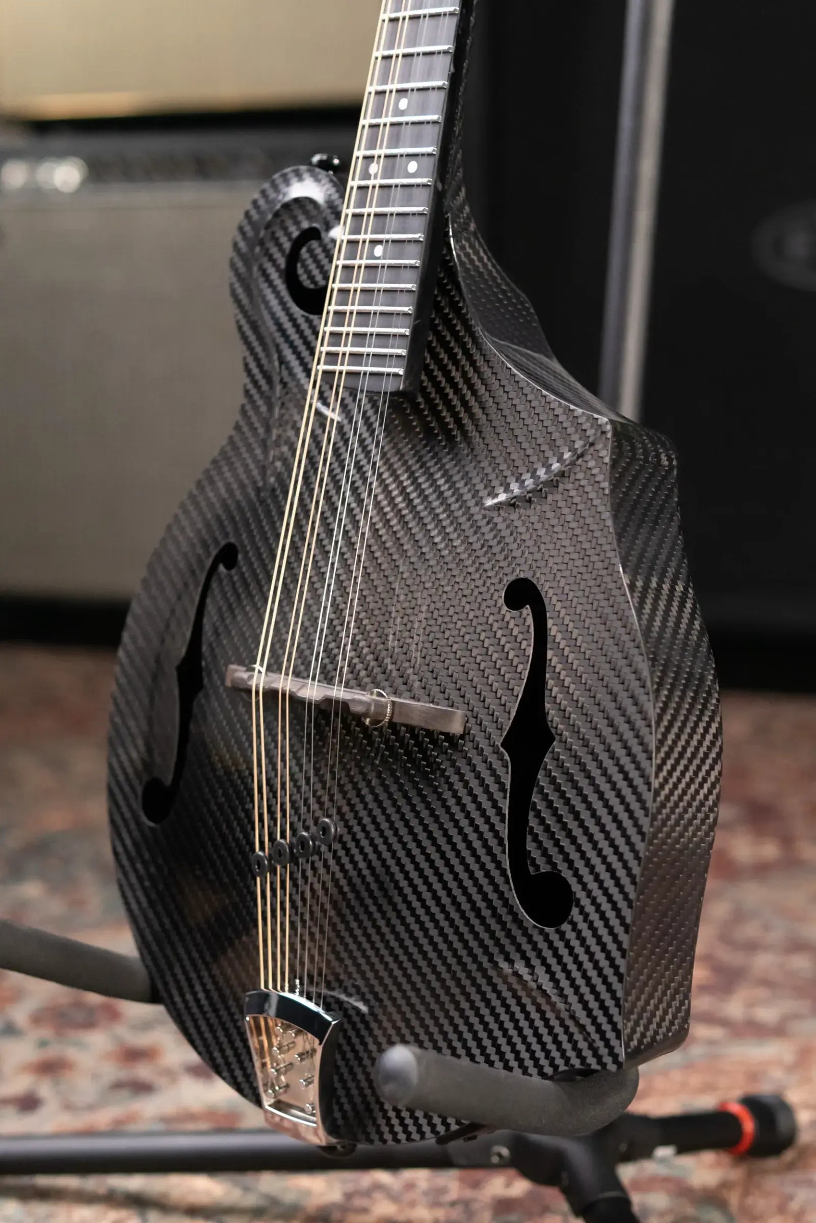 PRE-ORDER KLOS Full Carbon F-Style Mandolin KLOS EQ Acoustic/Electric with Fiberglass Hardshell Case