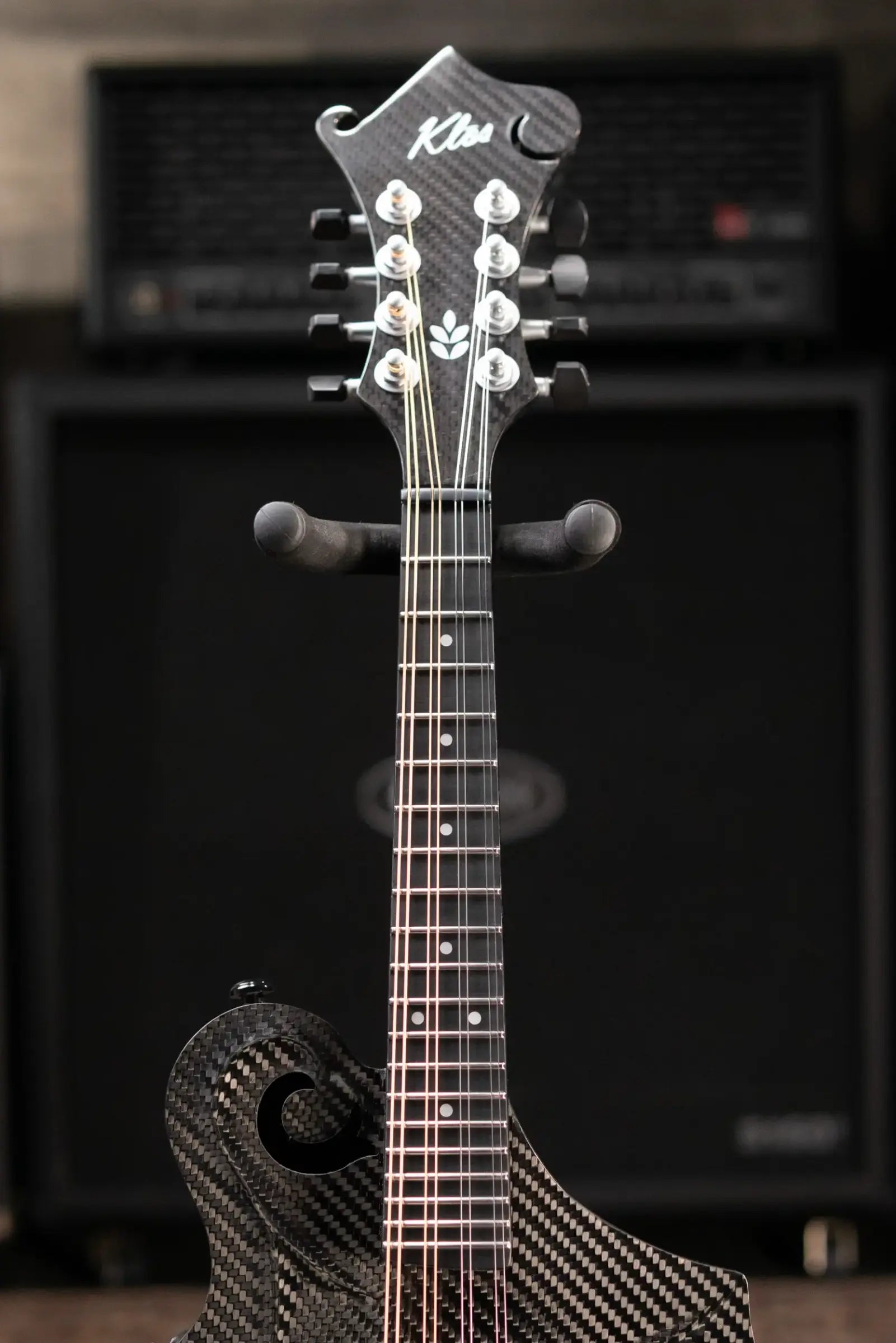 PRE-ORDER KLOS Full Carbon F-Style Mandolin KLOS EQ Acoustic/Electric with Fiberglass Hardshell Case