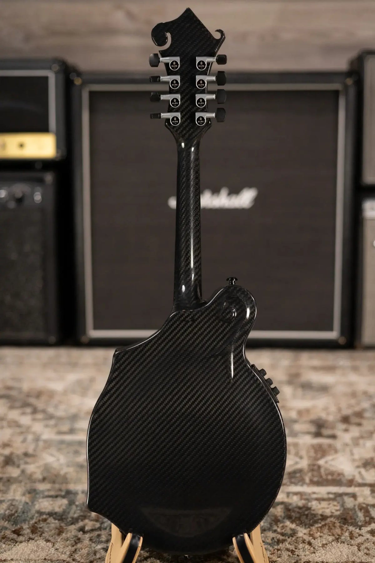 KLOS Full Carbon F-Style Mandolin KLOS EQ Acoustic/Electric with Fiberglass Hardshell Case
