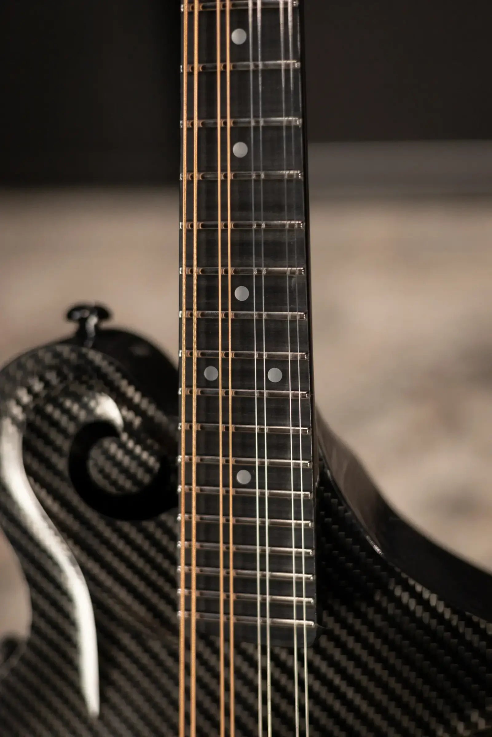 KLOS Full Carbon F-Style Mandolin KLOS EQ Acoustic/Electric with Fiberglass Hardshell Case