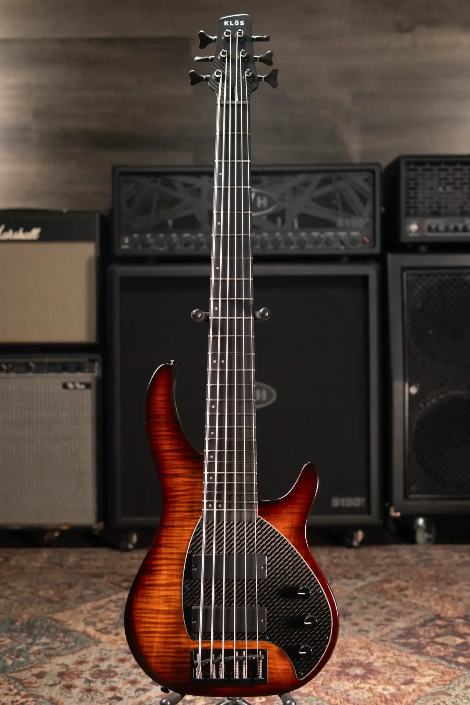 Klos Custom Series Apollo VI Passive Bass - Flame Sunburst with Gig Bag