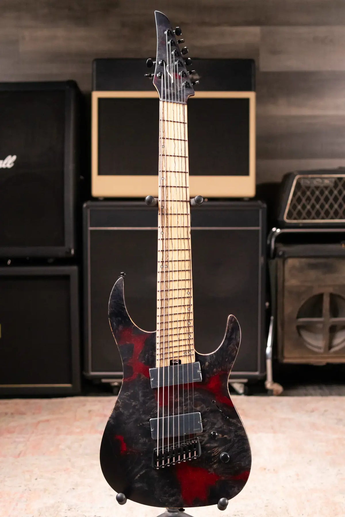 Legator N8FX-BW 8-String Multi-Scale Electric Guitar - Black Widow with Gig Bag