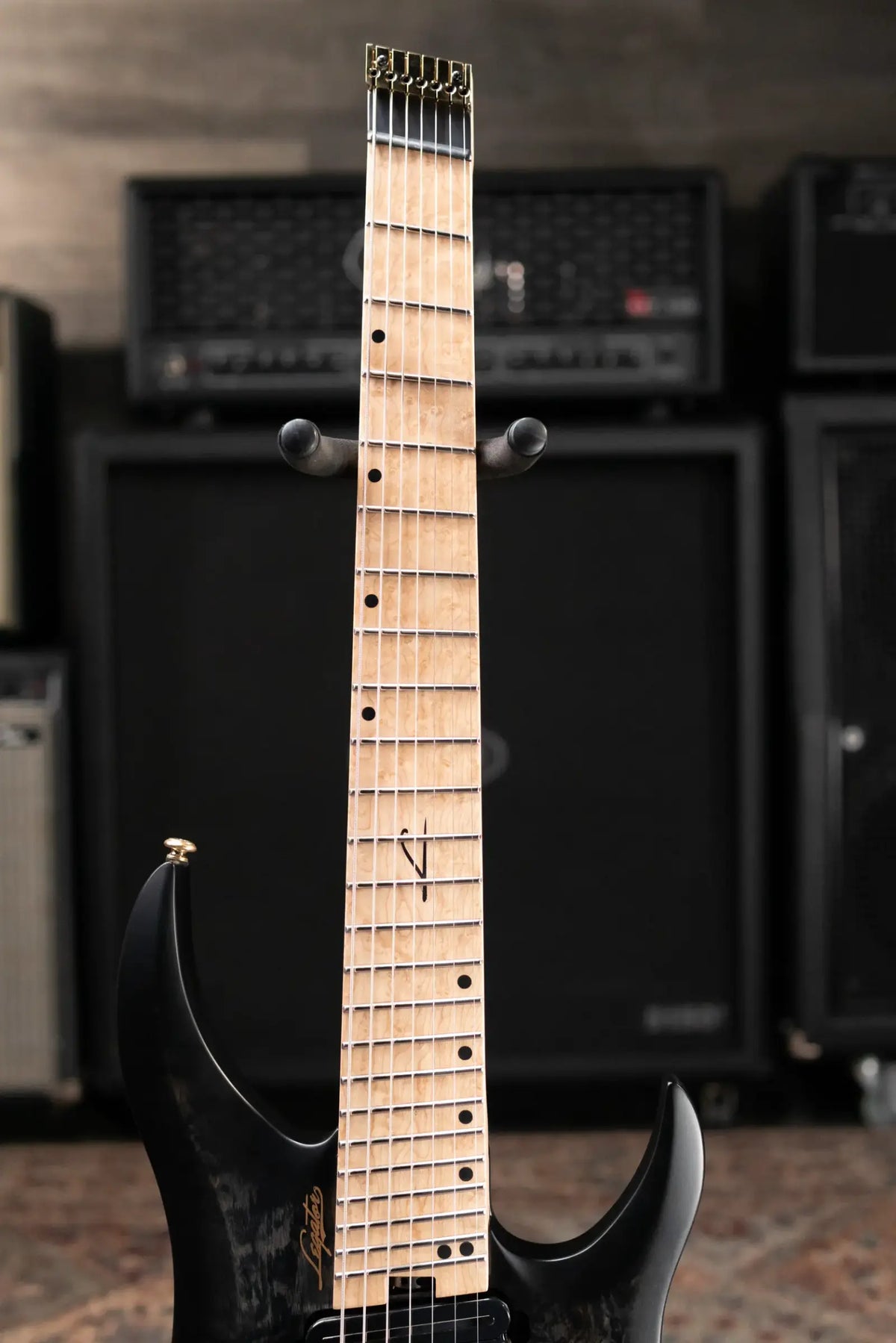 Legator SB-7 Sebastiside Signature 7-String Multi-Scale Headless Electric Guitar - Transparent Black with Gig Bag