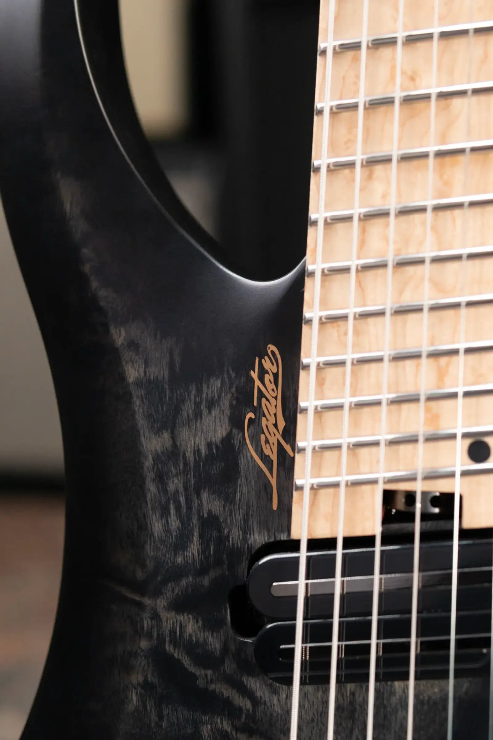 Legator SB-7 Sebastiside Signature 7-String Multi-Scale Headless Electric Guitar - Transparent Black with Gig Bag