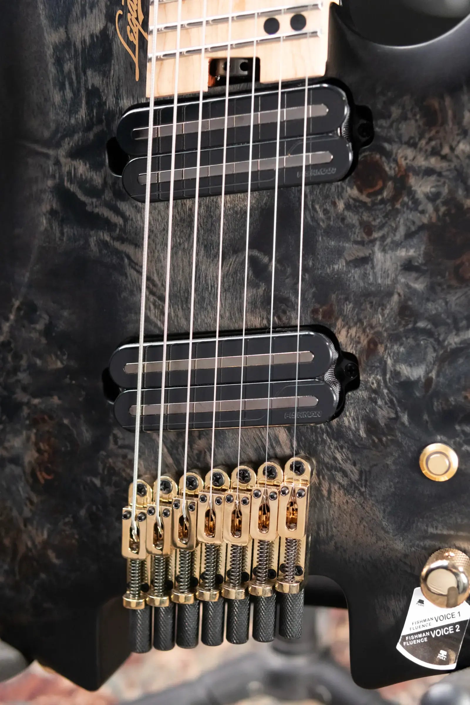 Legator SB-7 Sebastiside Signature 7-String Multi-Scale Headless Electric Guitar - Transparent Black with Gig Bag