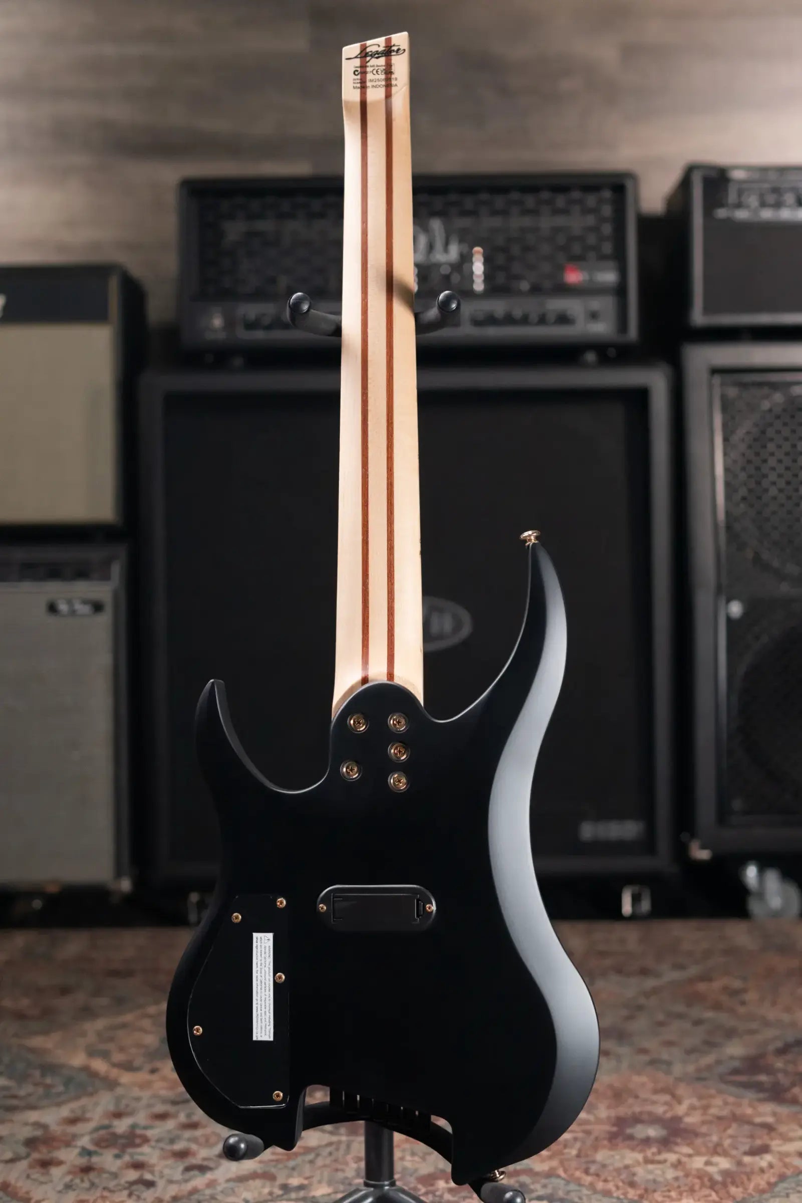 Legator Sebastiside Signature SB-7 Ghost 7-String Electric Guitar - Trans Black Burl Top with Gig Bag