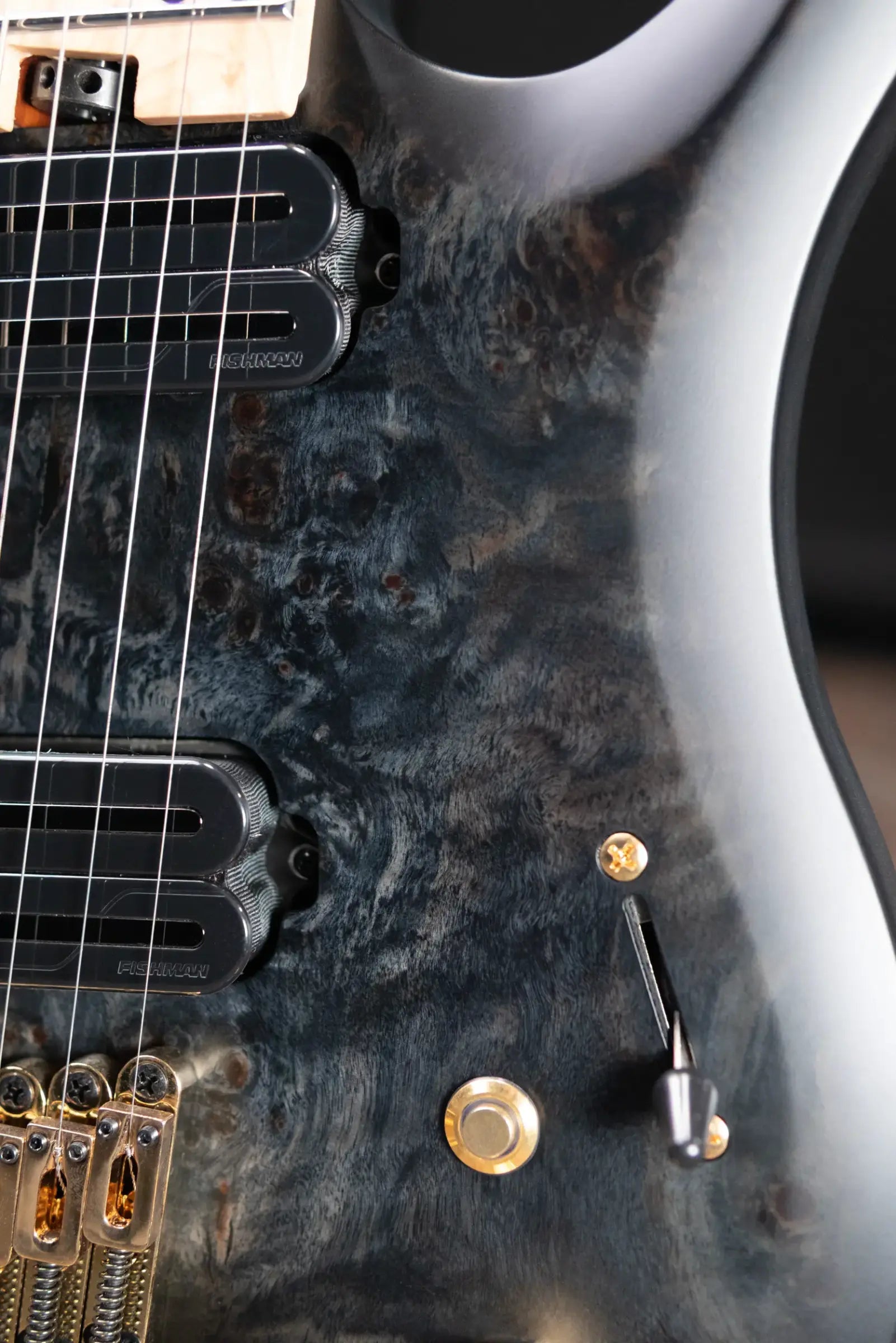 Legator Sebastiside Signature SB-7 Ghost 7-String Electric Guitar - Trans Black Burl Top with Gig Bag