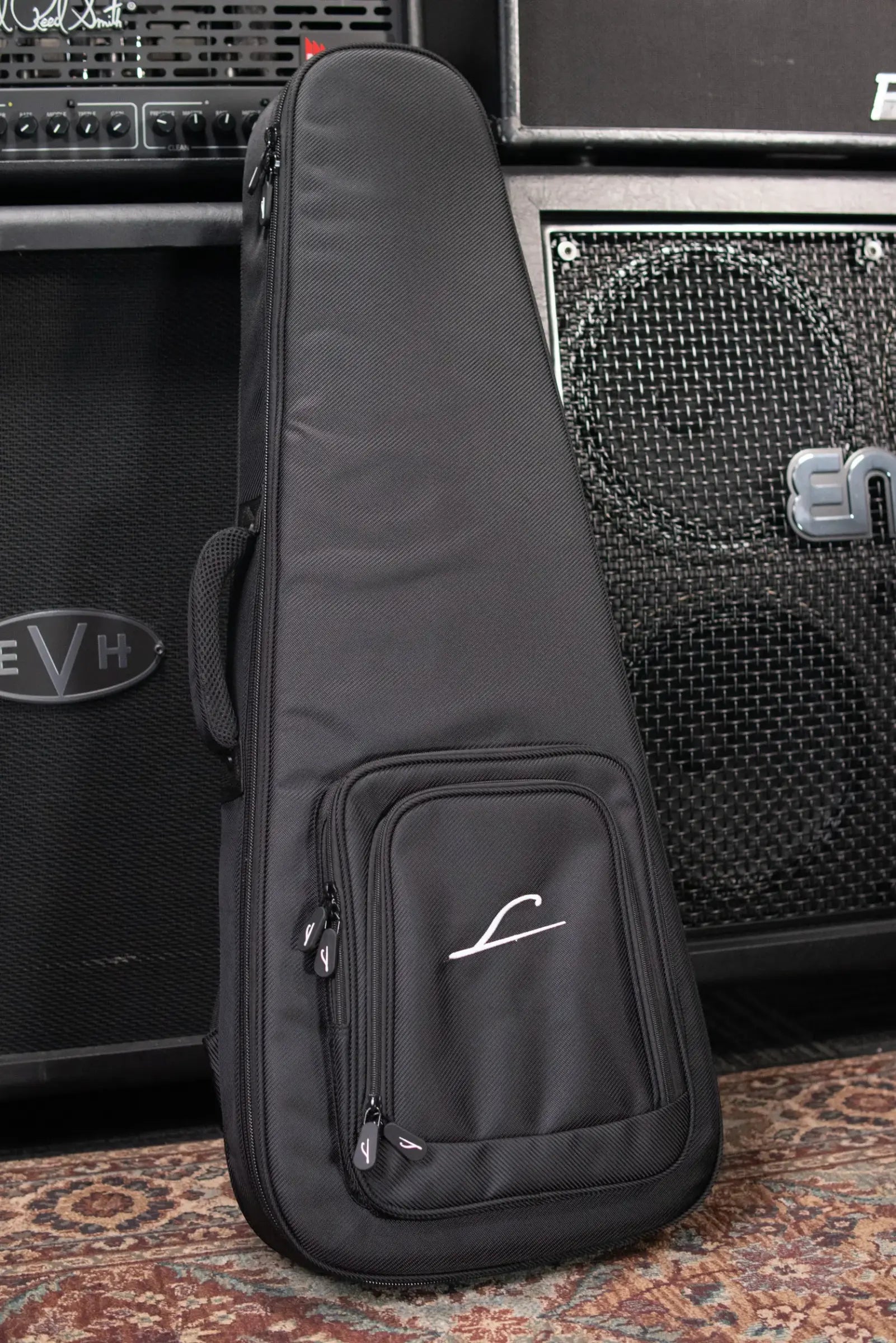 Legator Sebastiside Signature SB-7 Ghost 7-String Electric Guitar - Trans Black Burl Top with Gig Bag