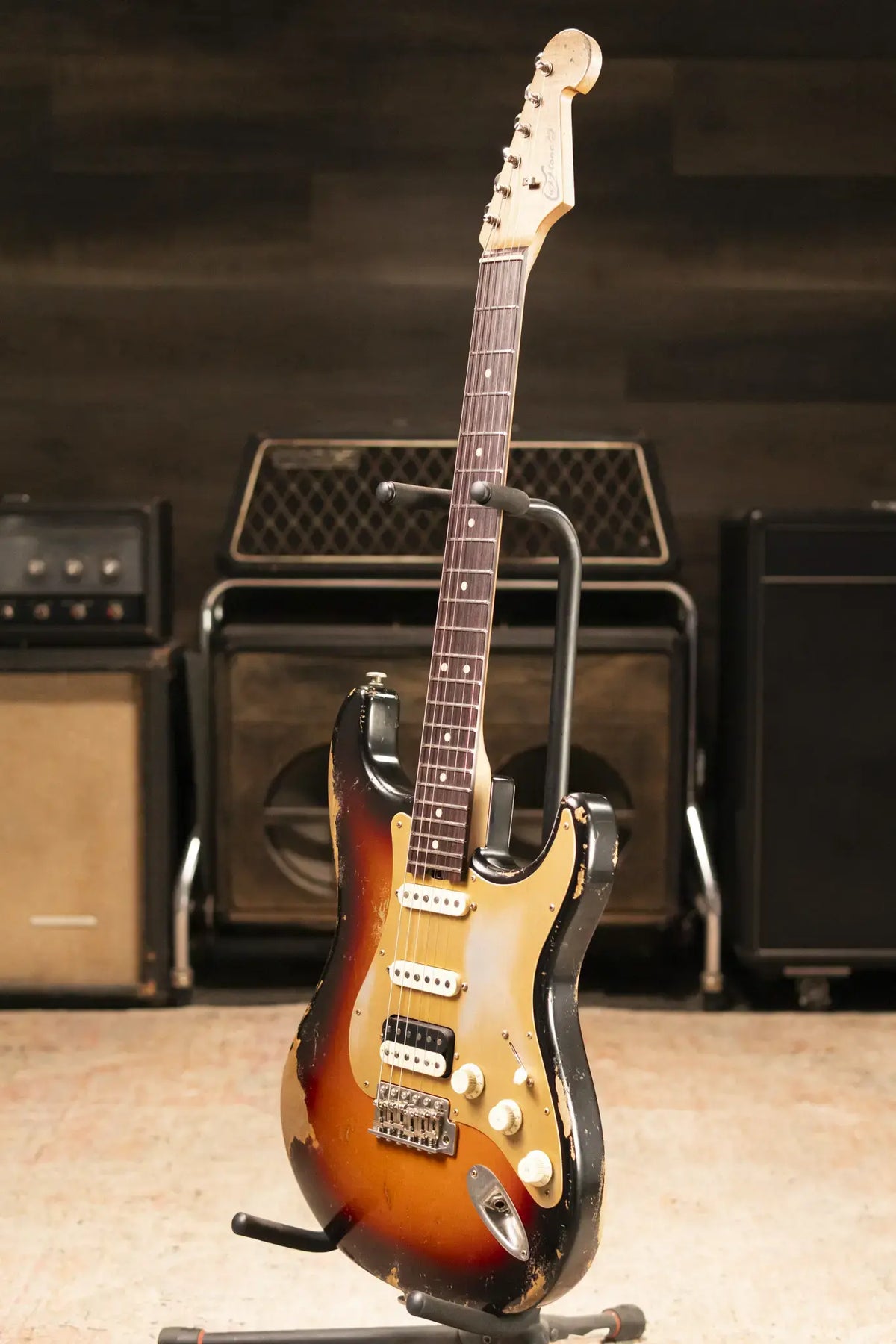 Luxxtone Choppa S HSS Electric Guitar - 3-Tone Sunburst with Hardshell Case