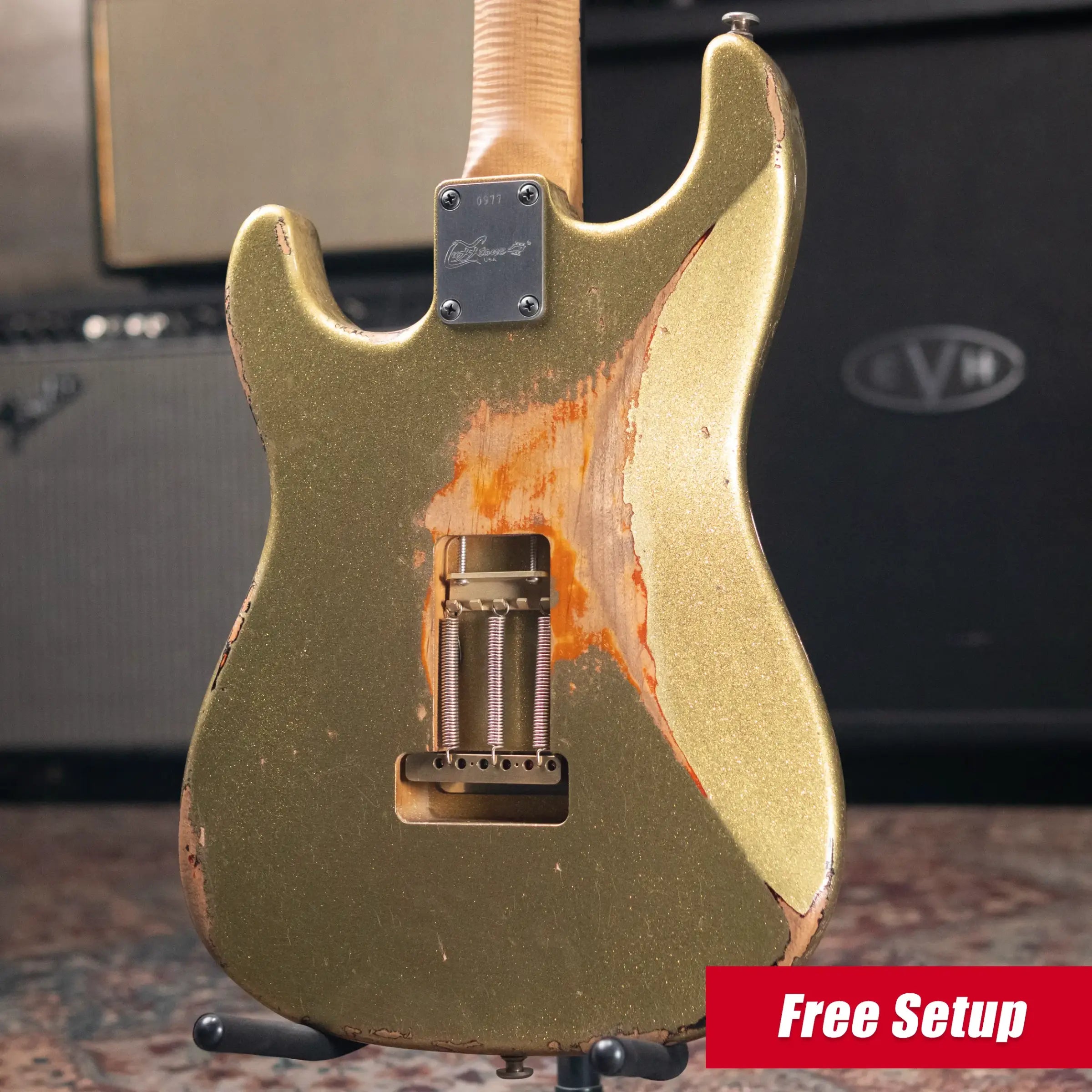 Luxxtone Choppa S HSS Electric Guitar - Gold Sparkle over 3-Tone Sunburst with Hardshell Case