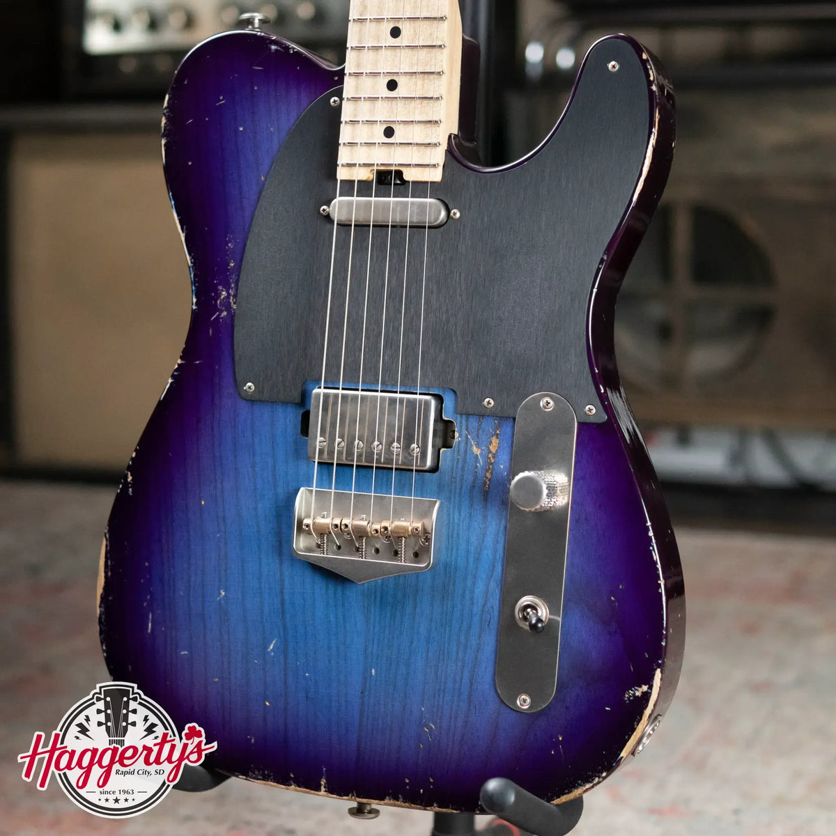 Luxxtone Choppa T Electric Guitar - Blue Burst with Hardshell Case