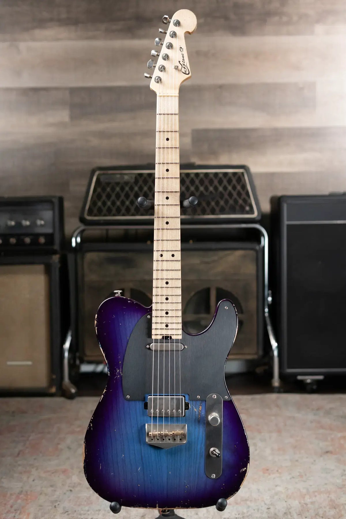 Luxxtone Choppa T Electric Guitar - Blue Burst with Hardshell Case