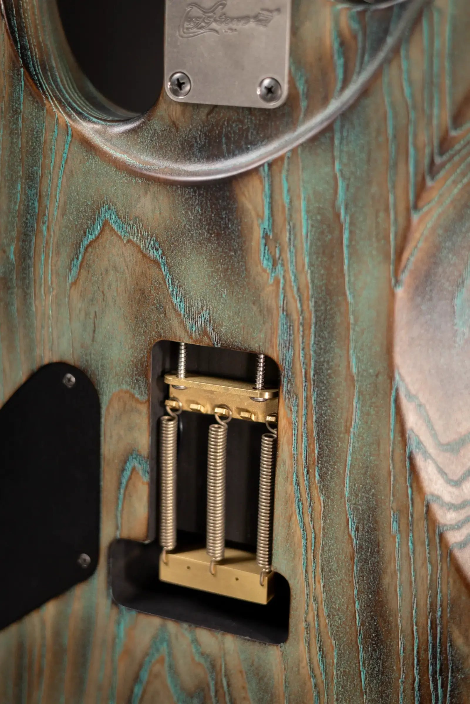 Luxxtone Custom Shop Ghost Electric Guitar - Torched Turquoise Salvage with Hardshell Case