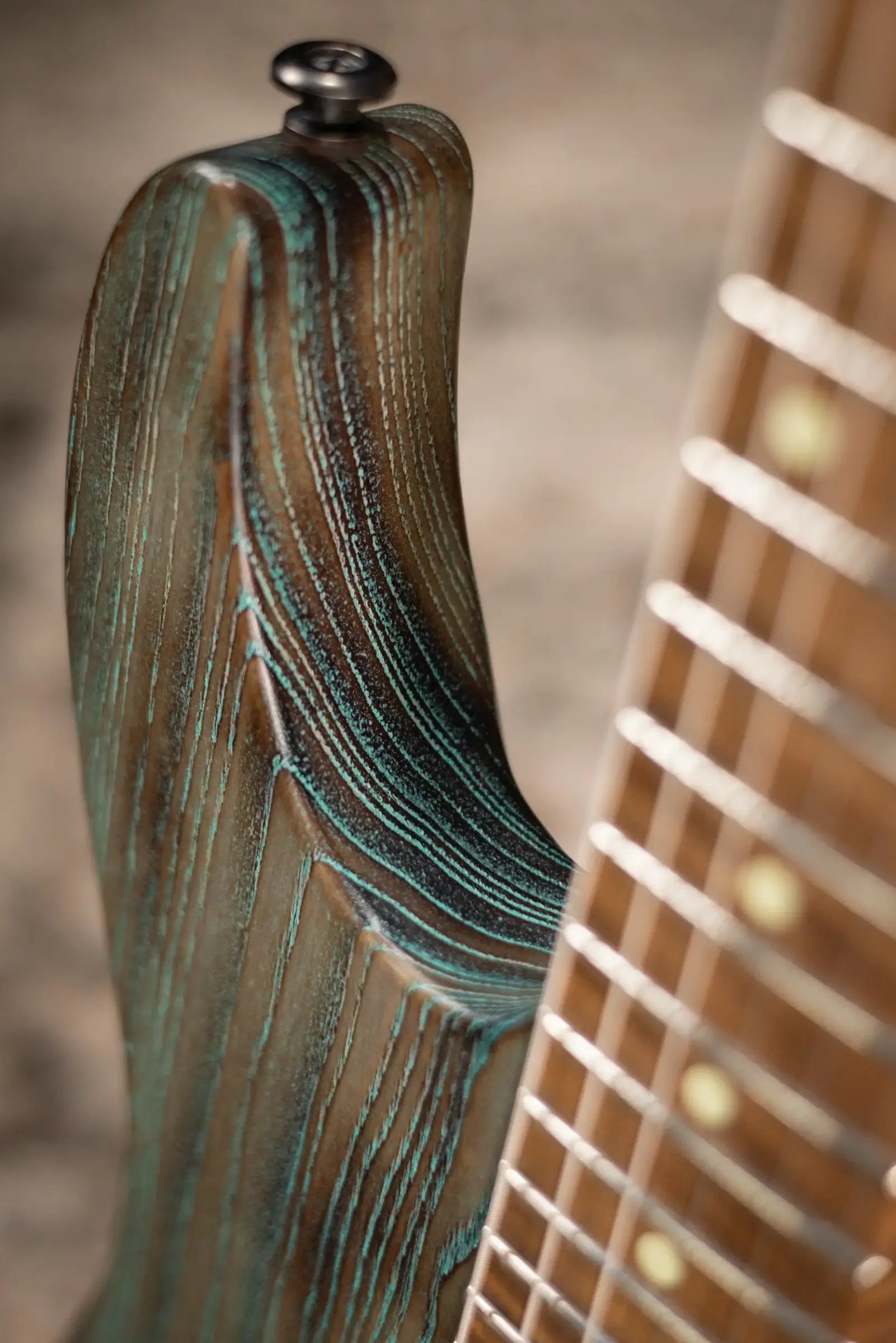 Luxxtone Custom Shop Ghost Electric Guitar - Torched Turquoise Salvage with Hardshell Case