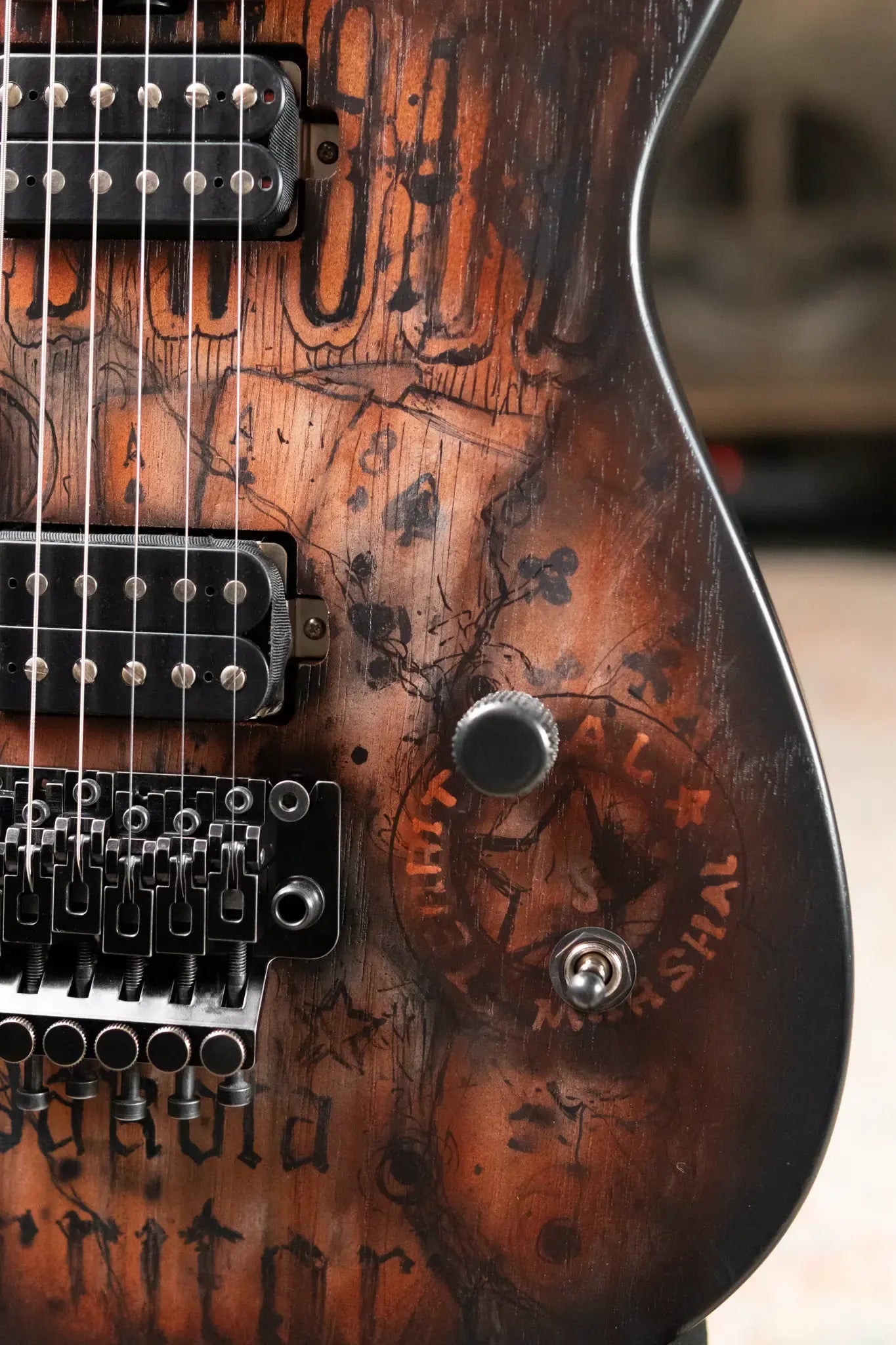 Luxxtone Ghost Electric Guitar - Wild Bill Art with Hardshell Case