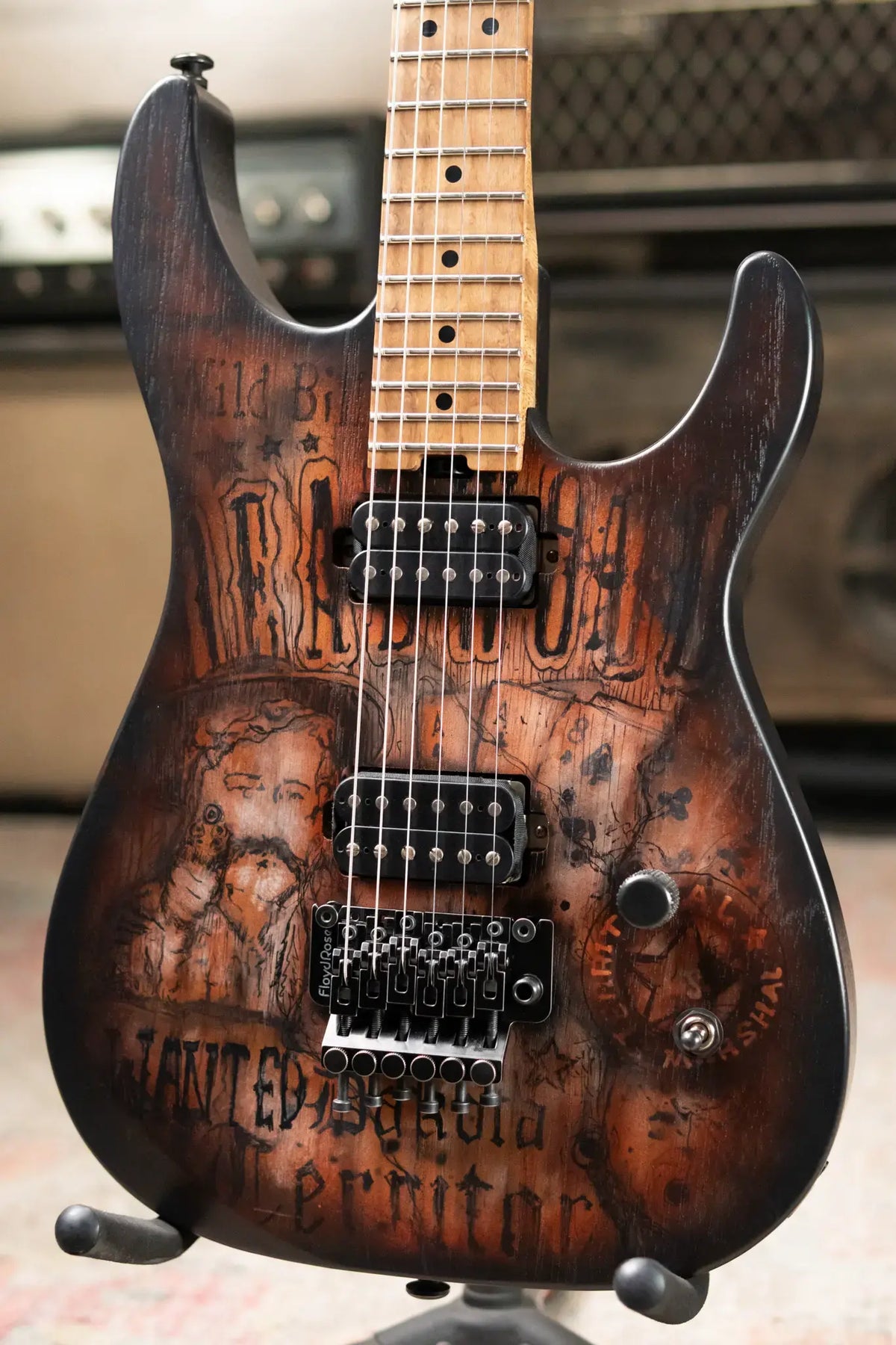 Luxxtone Ghost Electric Guitar - Wild Bill Art with Hardshell Case