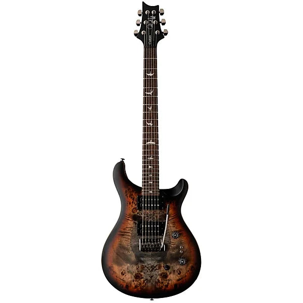 PRS SE "Exotic" Custom 24-08 Poplar Burl Electric Guitar - Charcoal Cherry Midnight Burst with Gig Bag