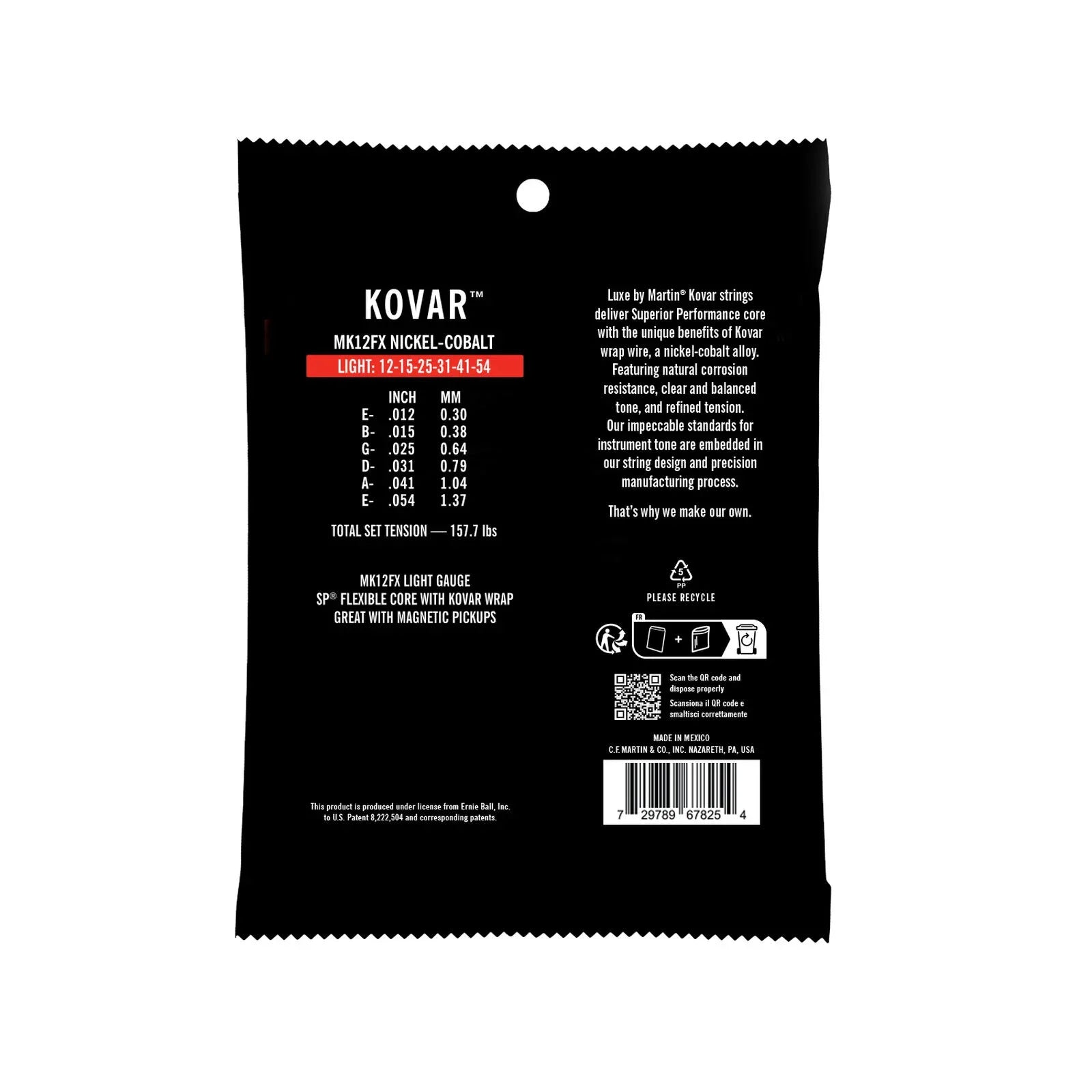 Martin MK12FX Luxe Kovar Flexible Core Guitar Strings 12-54