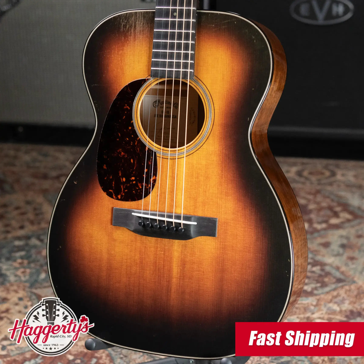 Martin 00-18 Joe Bonamassa Signature Left-Handed Acoustic Guitar - 1937 Sunburst with Hardshell Case