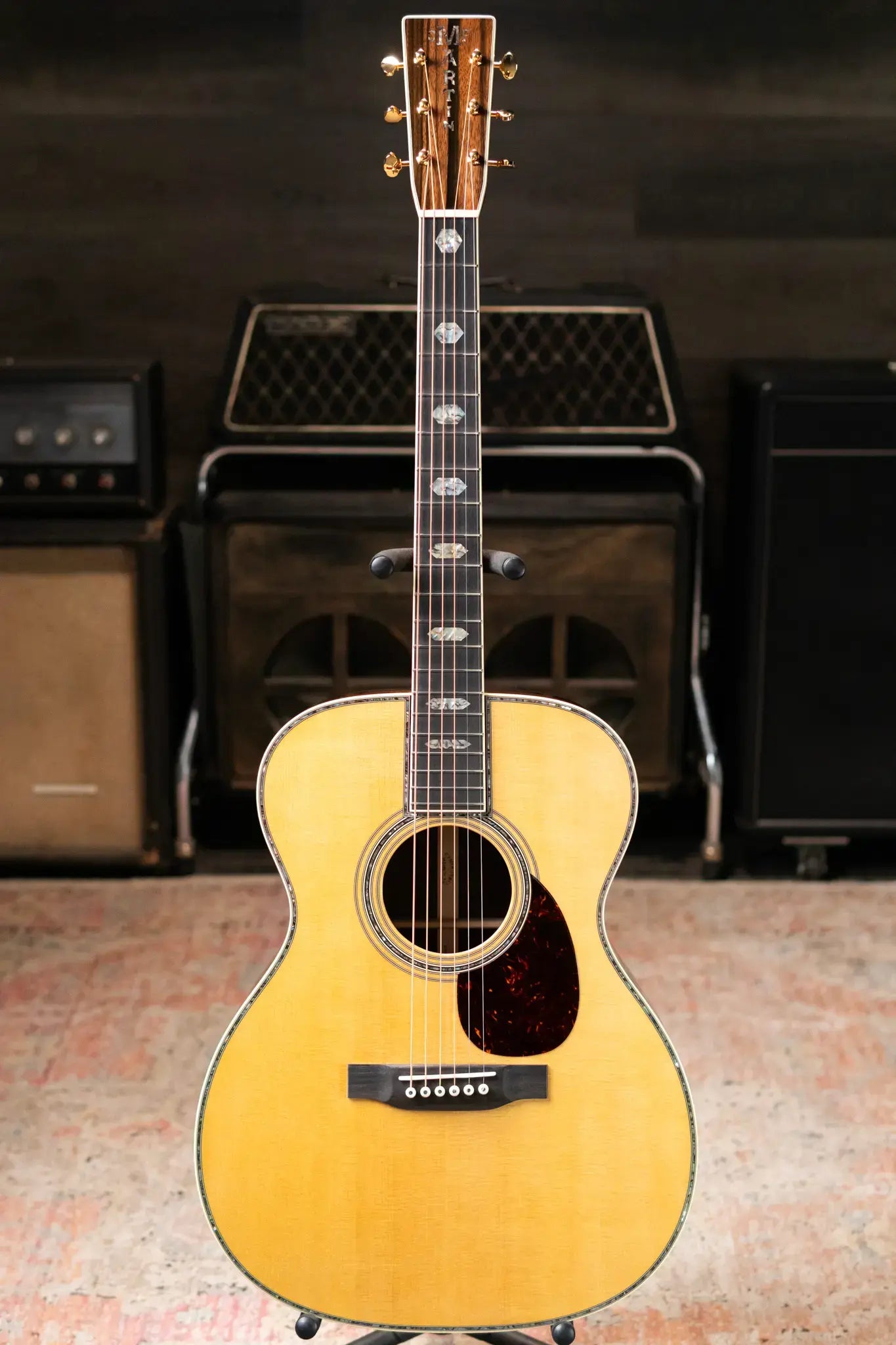 Martin Custom Shop Style 45 OM-14F Acoustic Guitar - Macassar Ebony/Premium Spruce with Hardshell Case