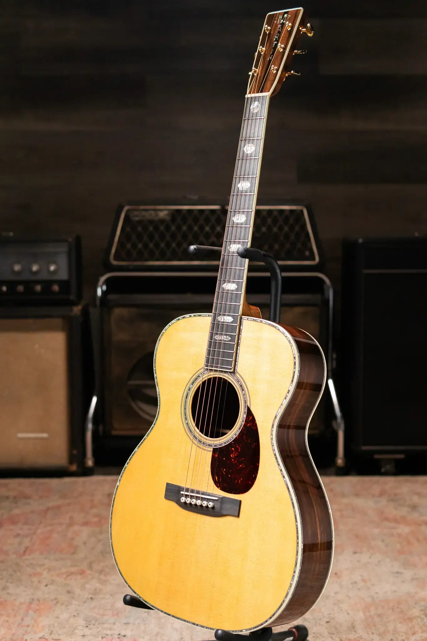 Martin Custom Shop Style 45 000-14F Acoustic Guitar - Macassar Ebony/Premium Spruce with Hardshell Case