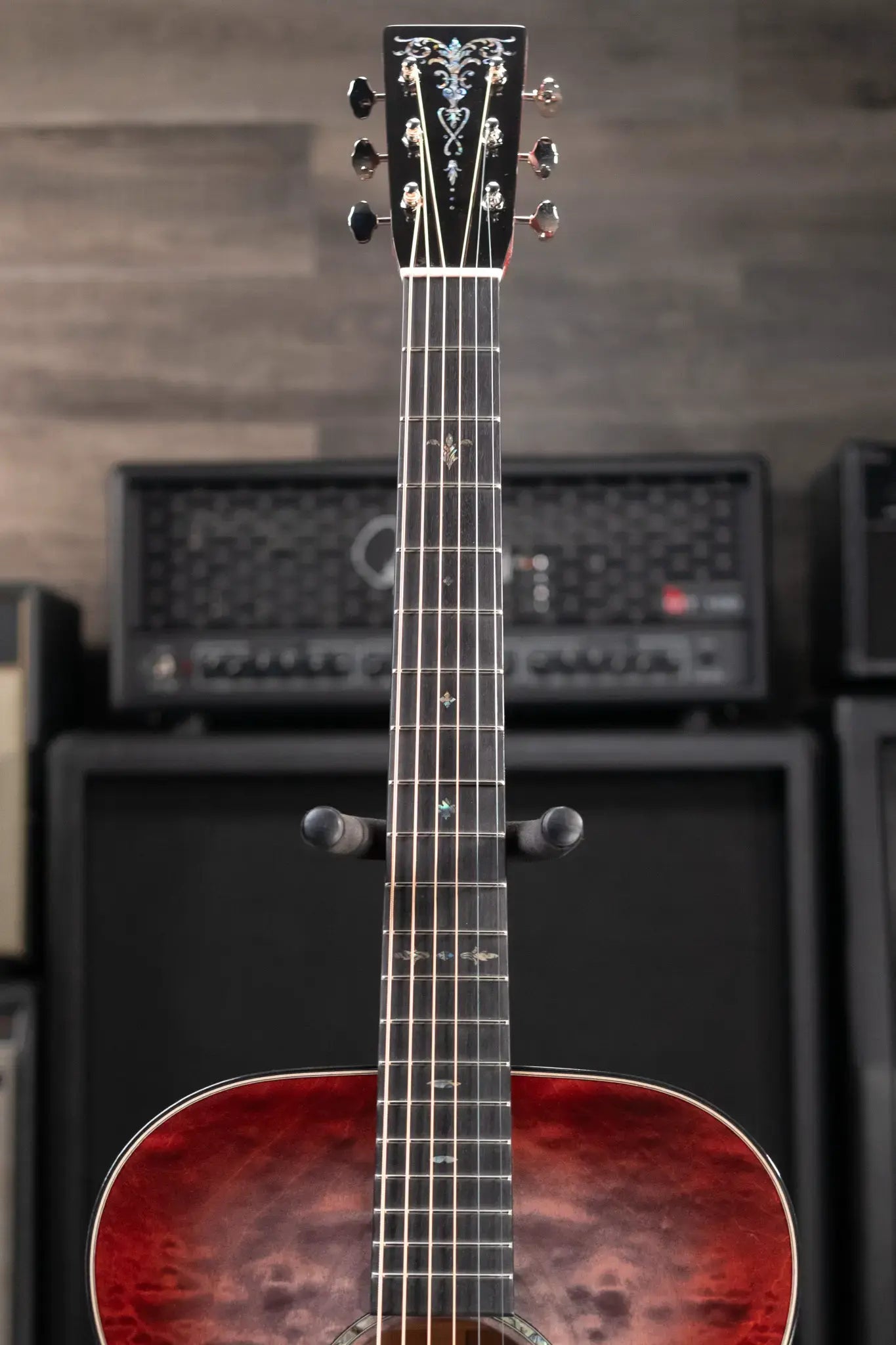 Martin Custom Shop Style 45 000-14F Acoustic Guitar - Quilted Maple, Charcoal Cherry Burst with Hardshell Case