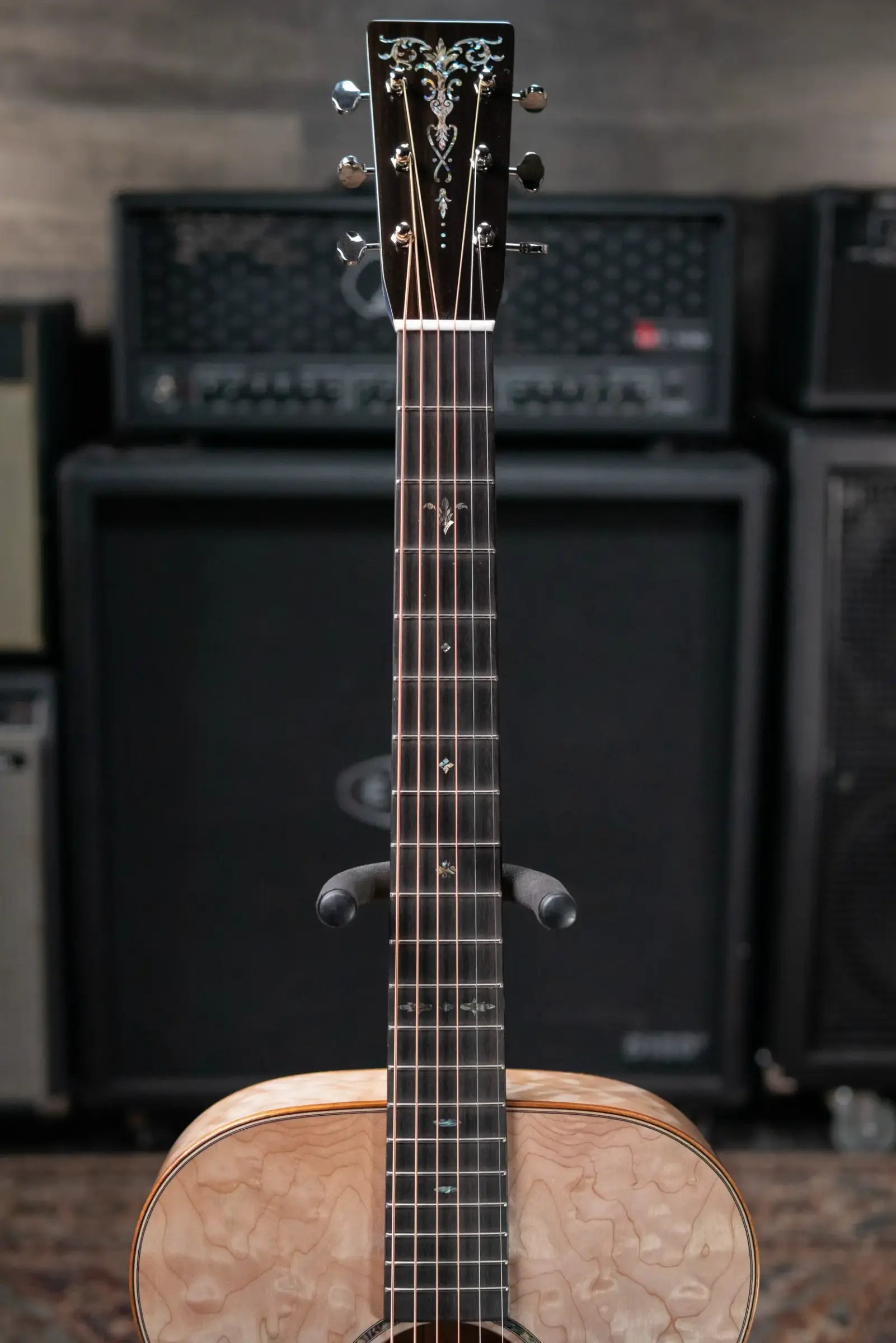 Martin Custom Shop Style 45 OM-14F Acoustic Guitar - Quilted Maple, Blue Ocean Fade Burst with Hardshell Case