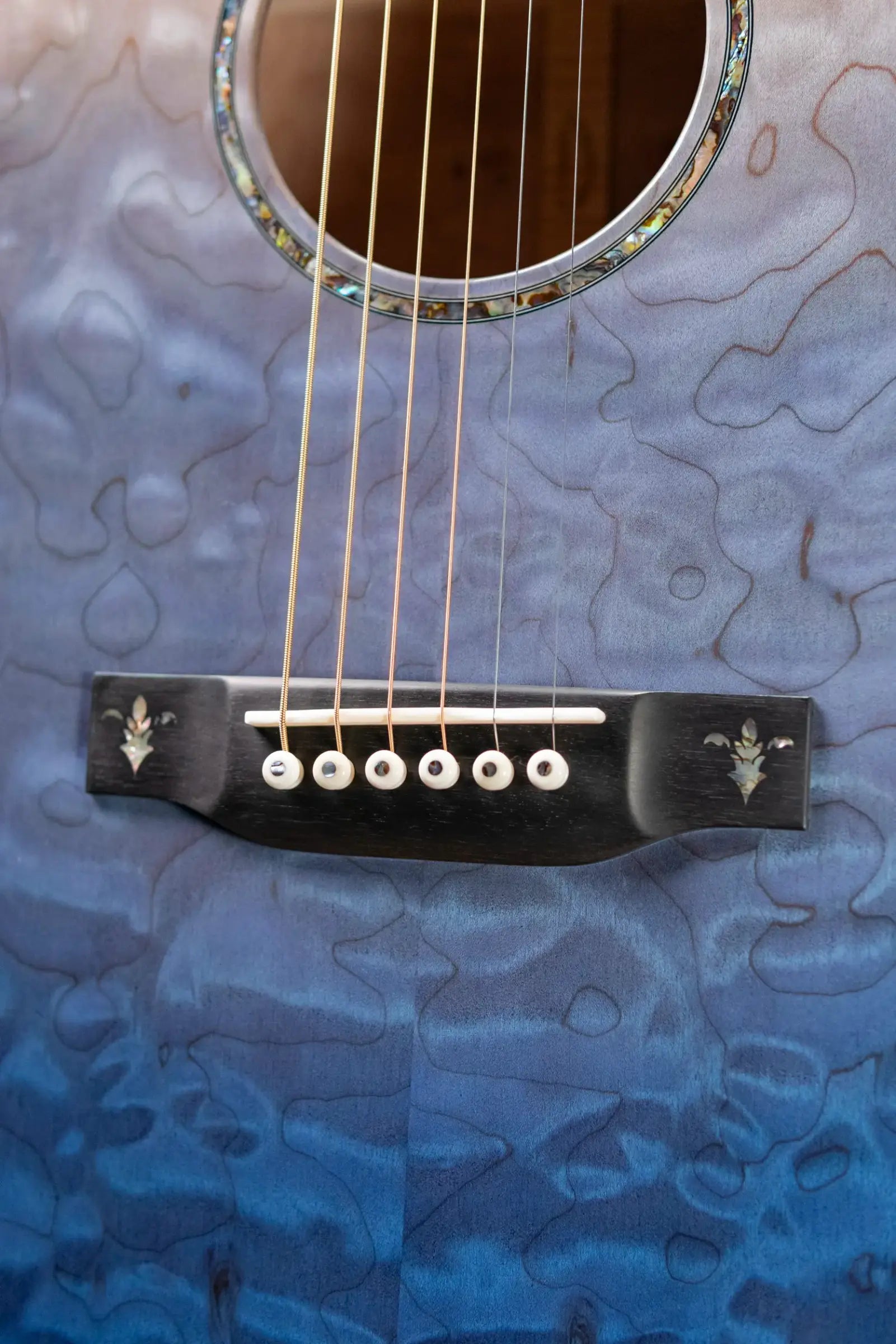 Martin Custom Shop Style 45 OM-14F Acoustic Guitar - Quilted Maple, Blue Ocean Fade Burst with Hardshell Case