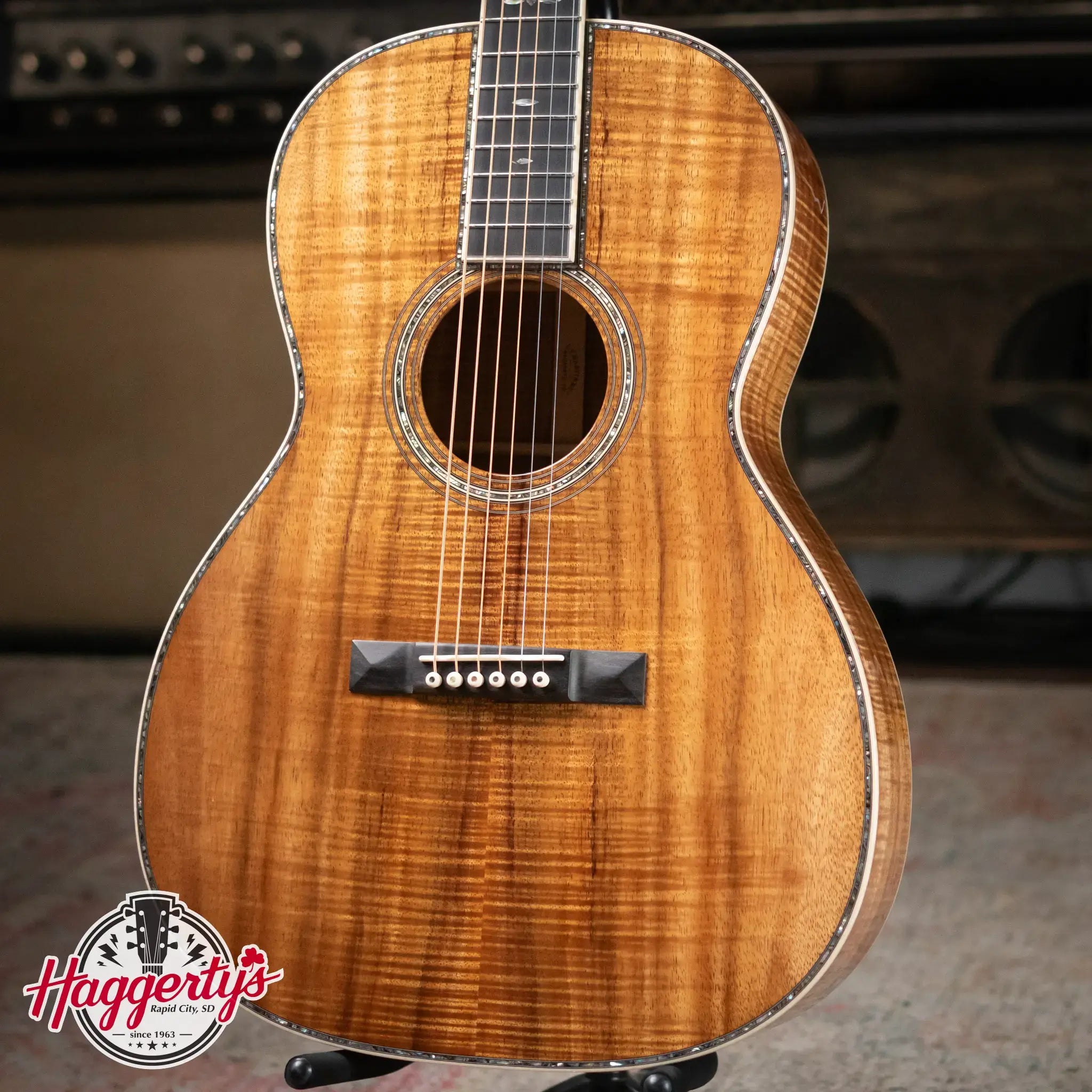Martin Custom Style 45 000 Acoustic Guitar - Highly Flamed Koa (Back, Sides and Top), Natural with Hardshell Case