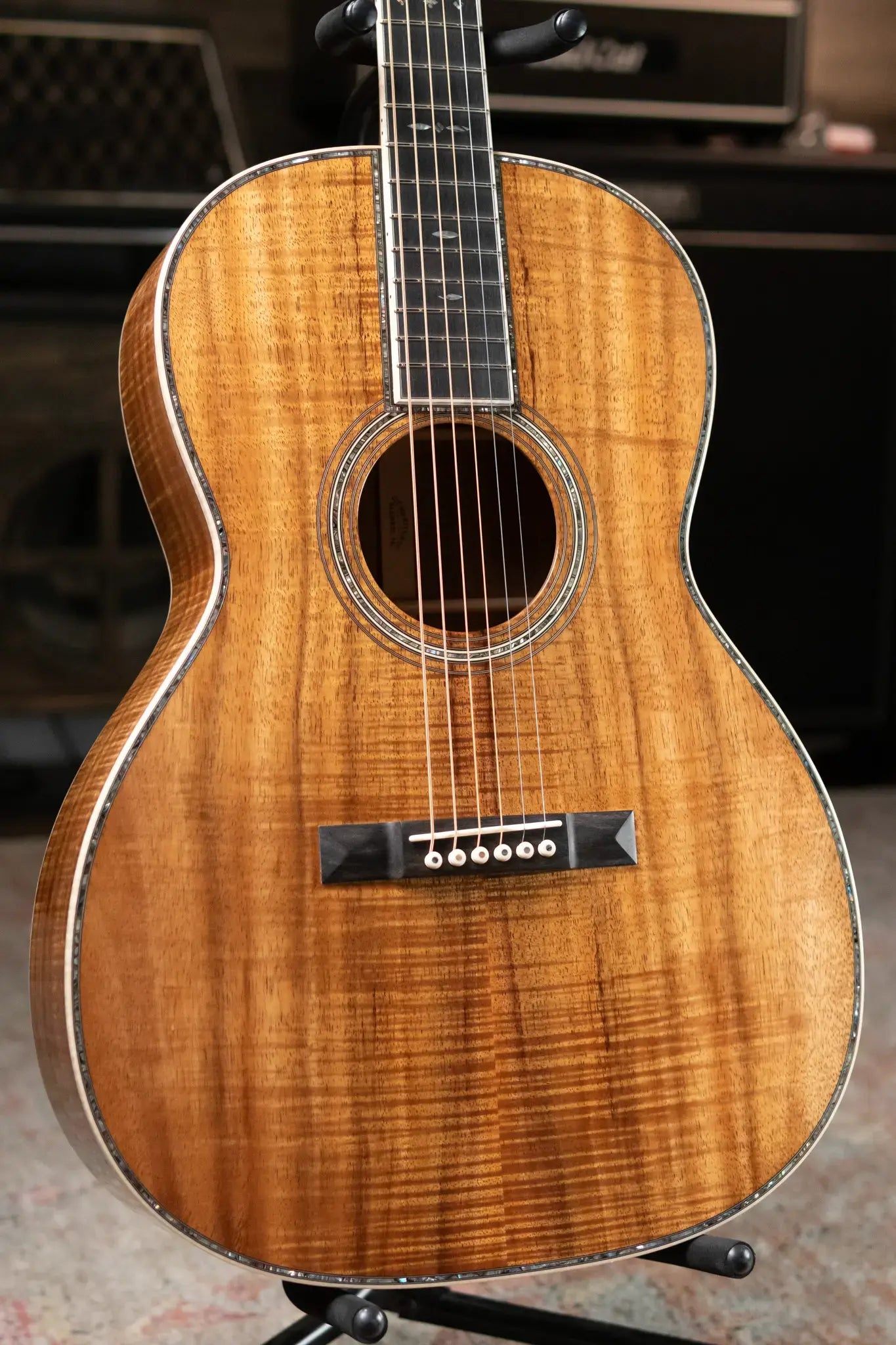 Martin Custom Style 45 000 Acoustic Guitar - Highly Flamed Koa (Back, Sides and Top), Natural with Hardshell Case