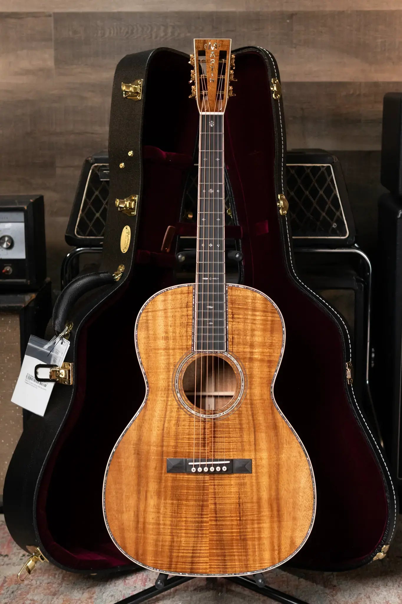 Martin Custom Style 45 000 Acoustic Guitar - Highly Flamed Koa (Back, Sides and Top), Natural with Hardshell Case
