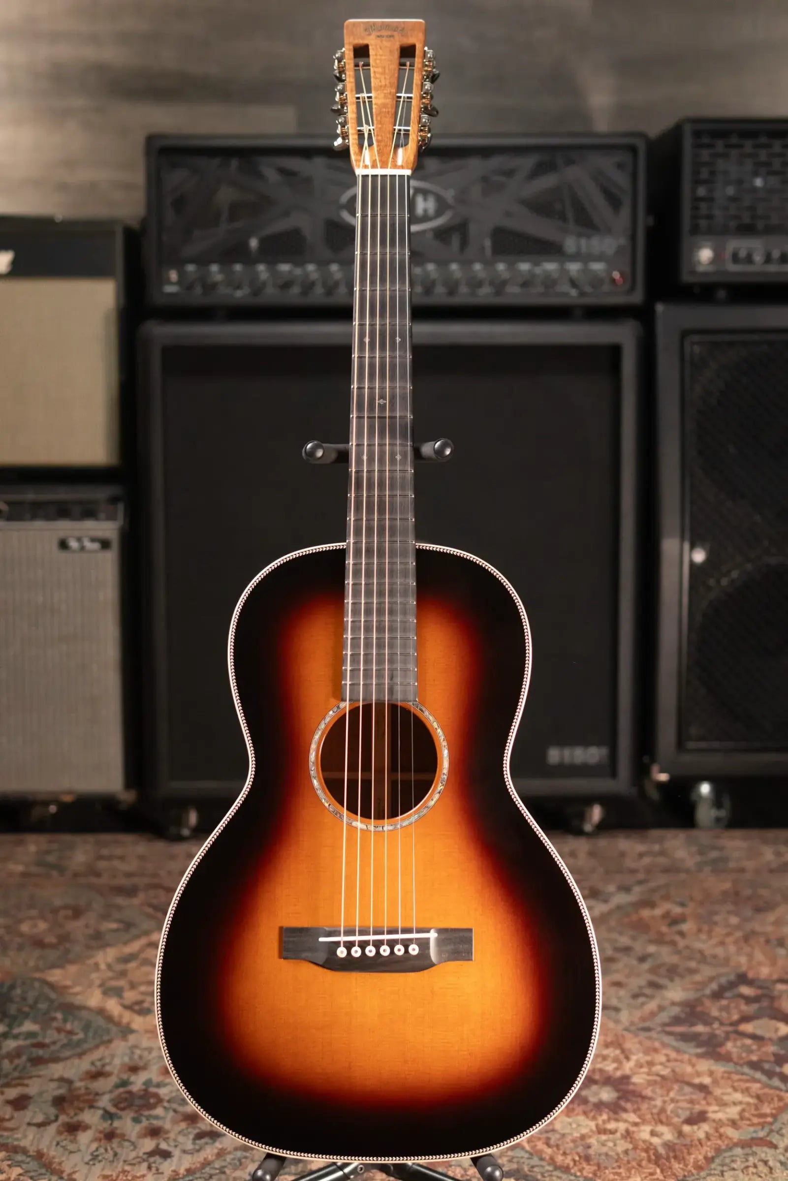Martin Custom Shop Style 28 00-12F Acoustic Guitar - Flamed Mahogany/Western Red Cedar, 1935 Sunburst with Hardshell Case
