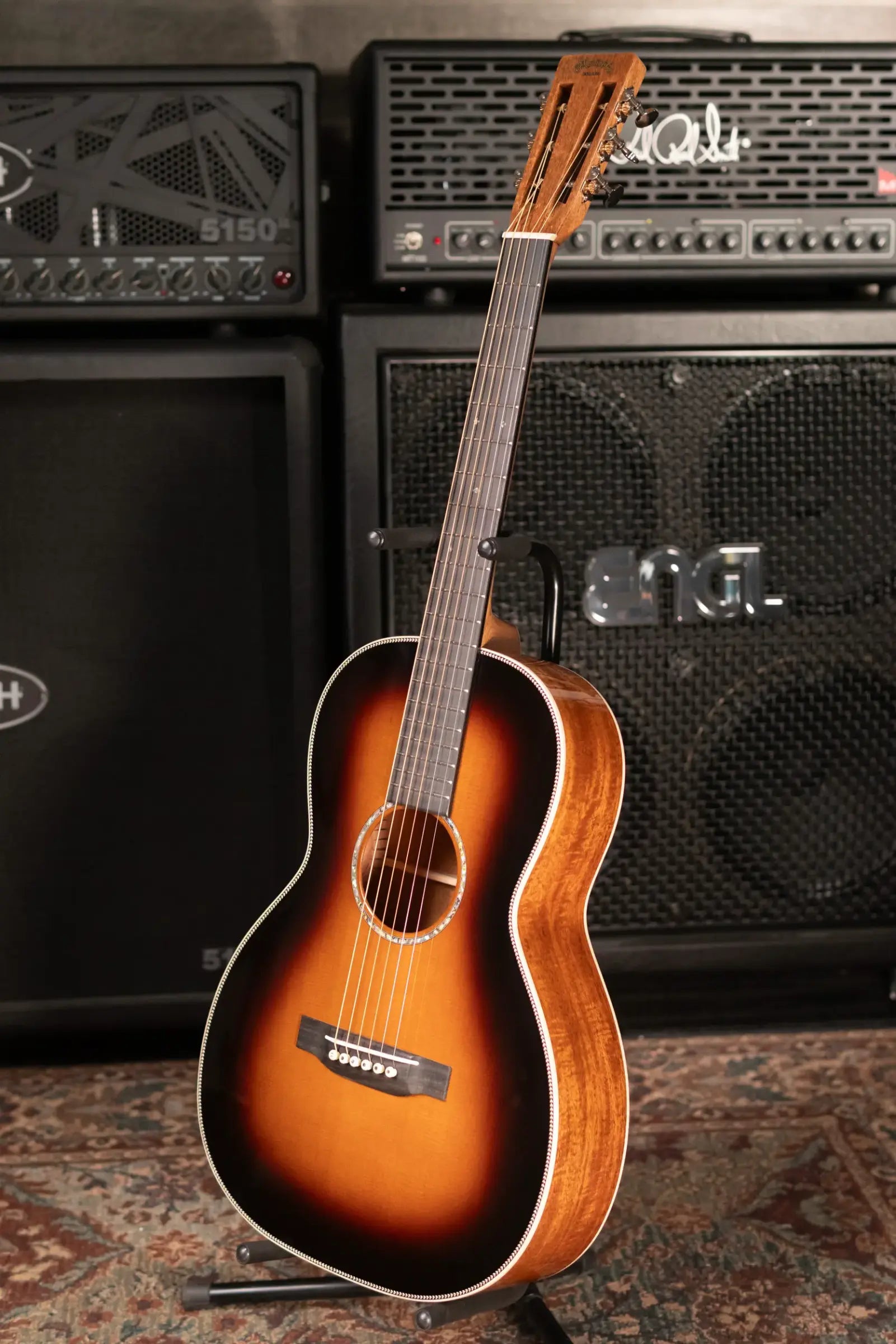 Martin Custom Shop Style 28 00-12F Acoustic Guitar - Flamed Mahogany/Western Red Cedar, 1935 Sunburst with Hardshell Case