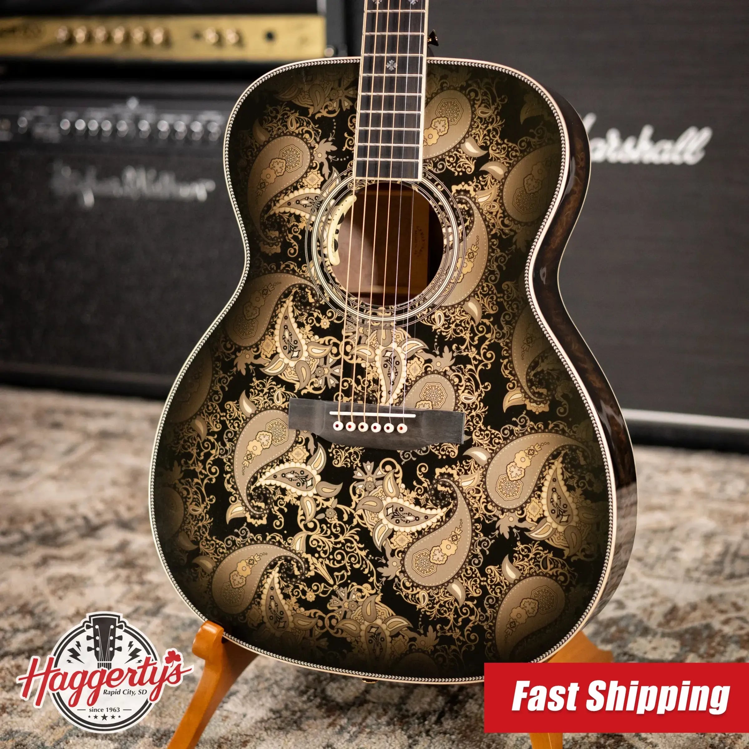 Martin Custom Shop M Acoustic/Electric Guitar - Paisley Ember Burst with Hardshell Case