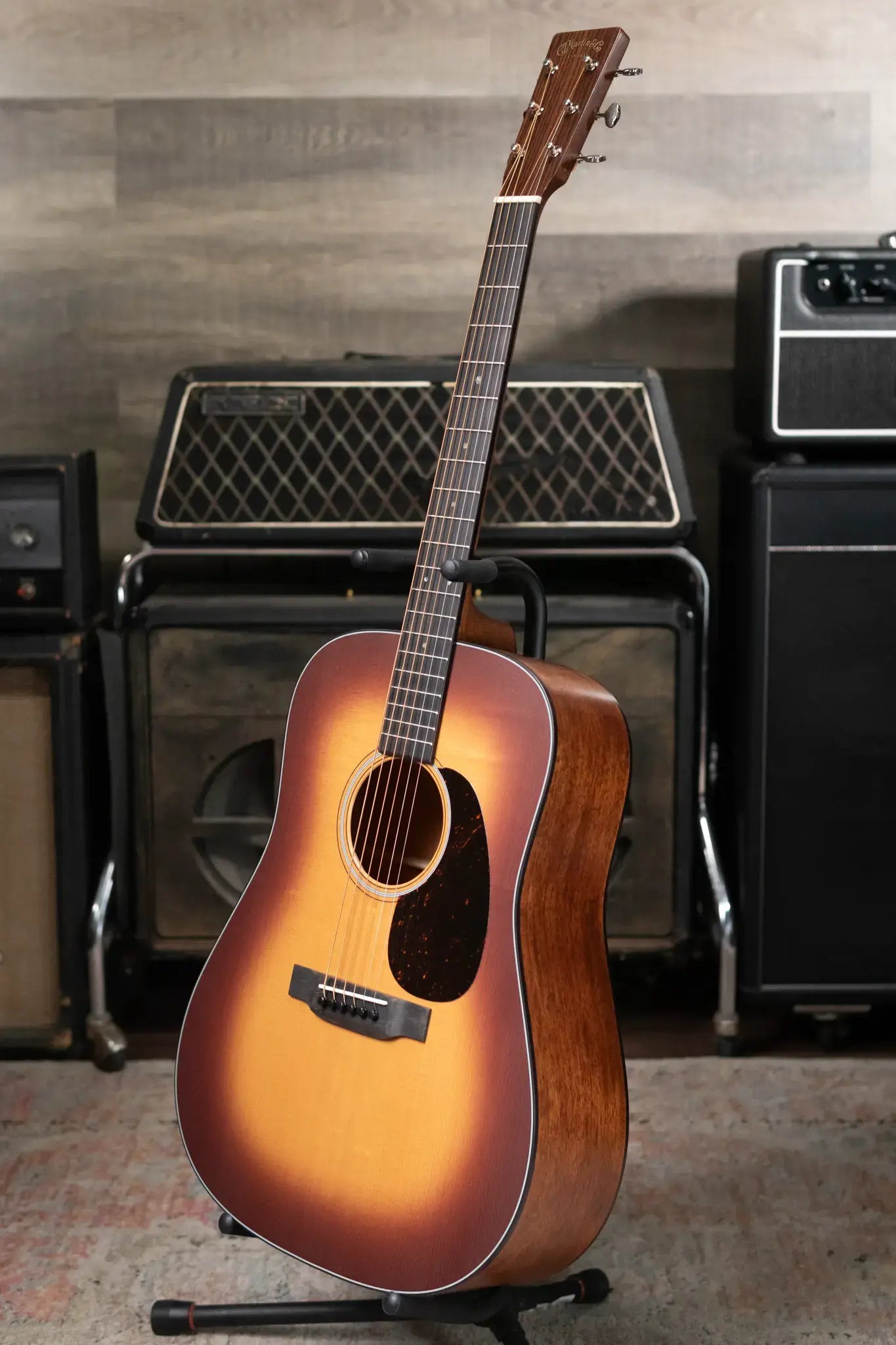 Martin D-18 Satin Dreadnought Acoustic - Amberburst with Hardshell Case