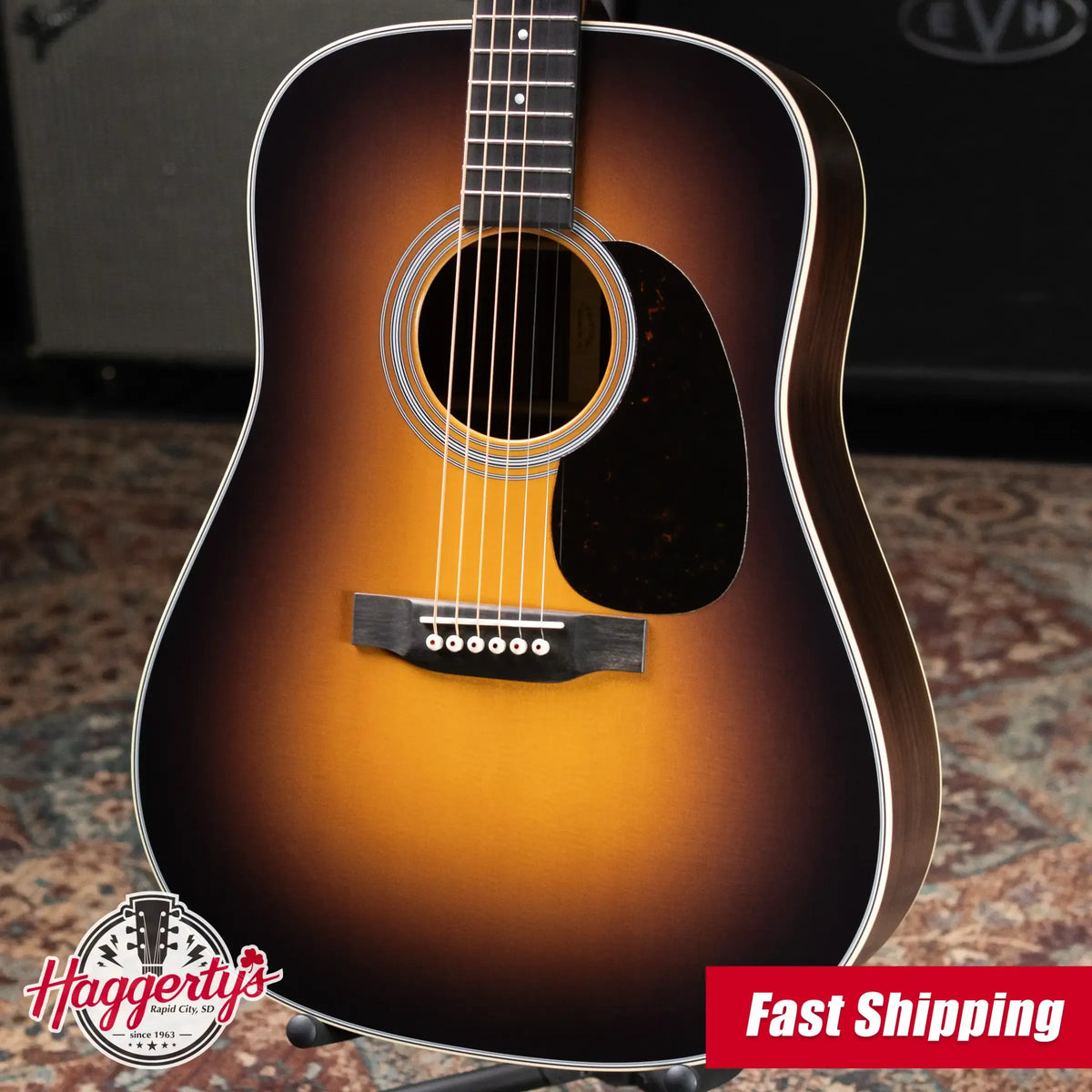 Martin D-28 Satin Dreadnought Acoustic Guitar - 1935 Sunburst with Hardshell Case