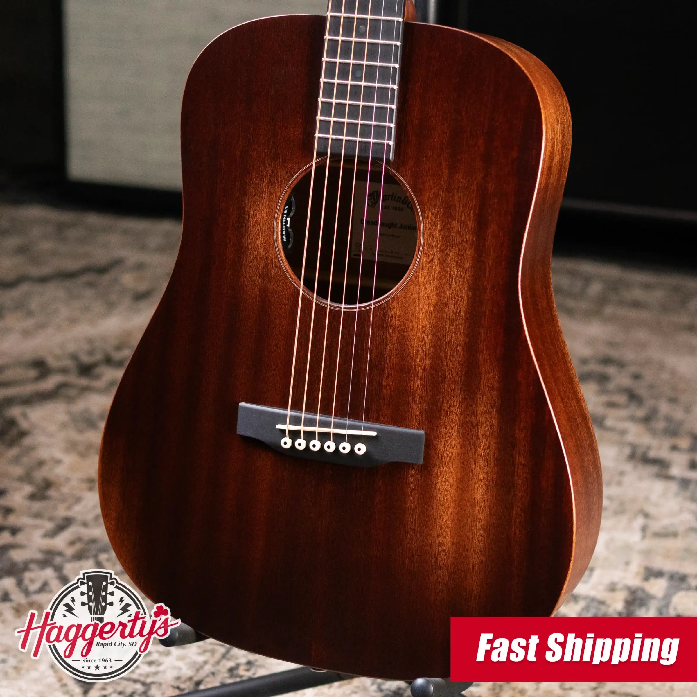 Martin D Jr-E StreetMaster Acoustic/Electric Guitar - Dark Distressed Mahogany with Gig Bag