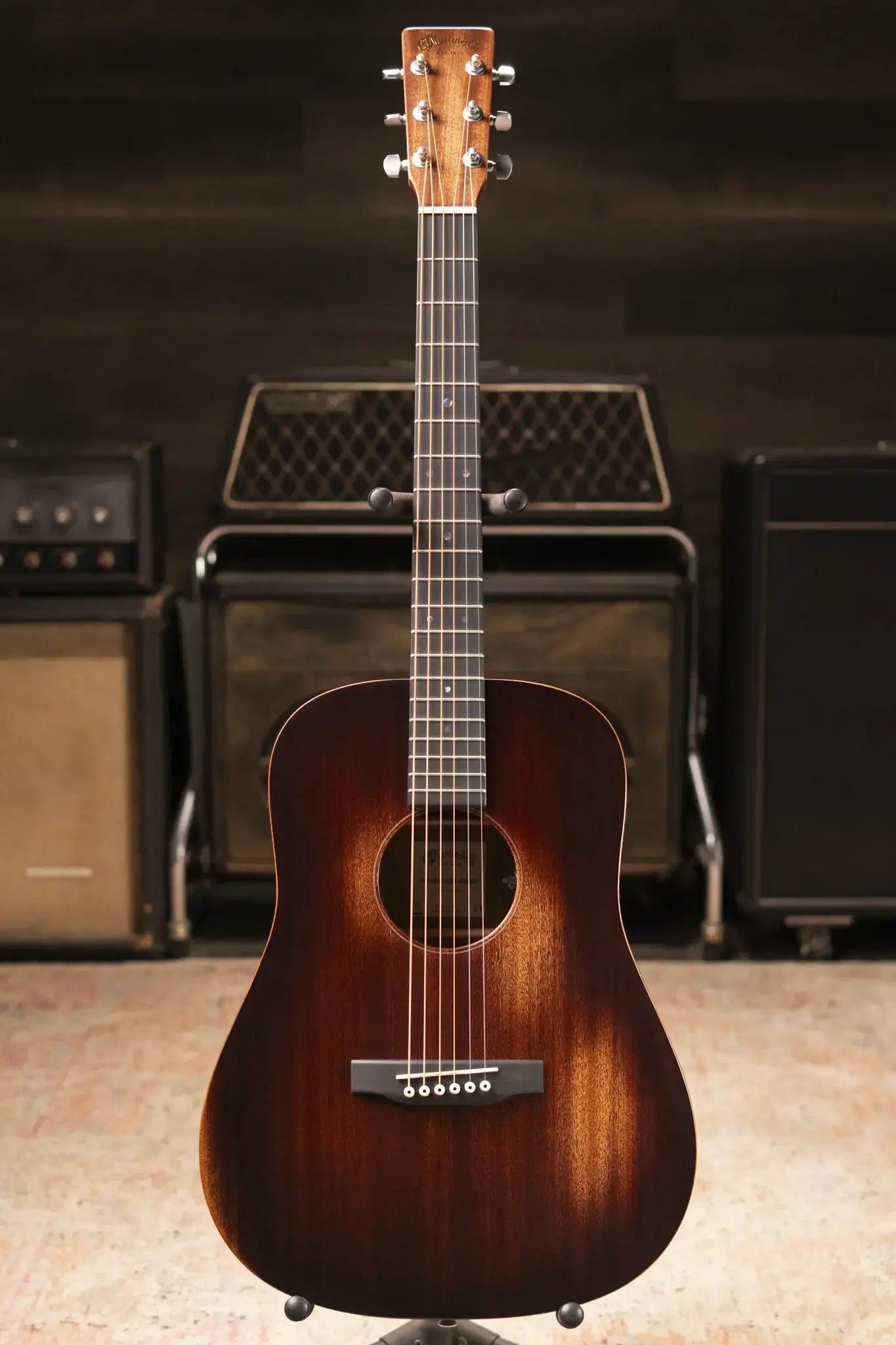 Martin D Jr-E StreetMaster Acoustic/Electric Guitar - Dark Distressed Mahogany with Softshell Case