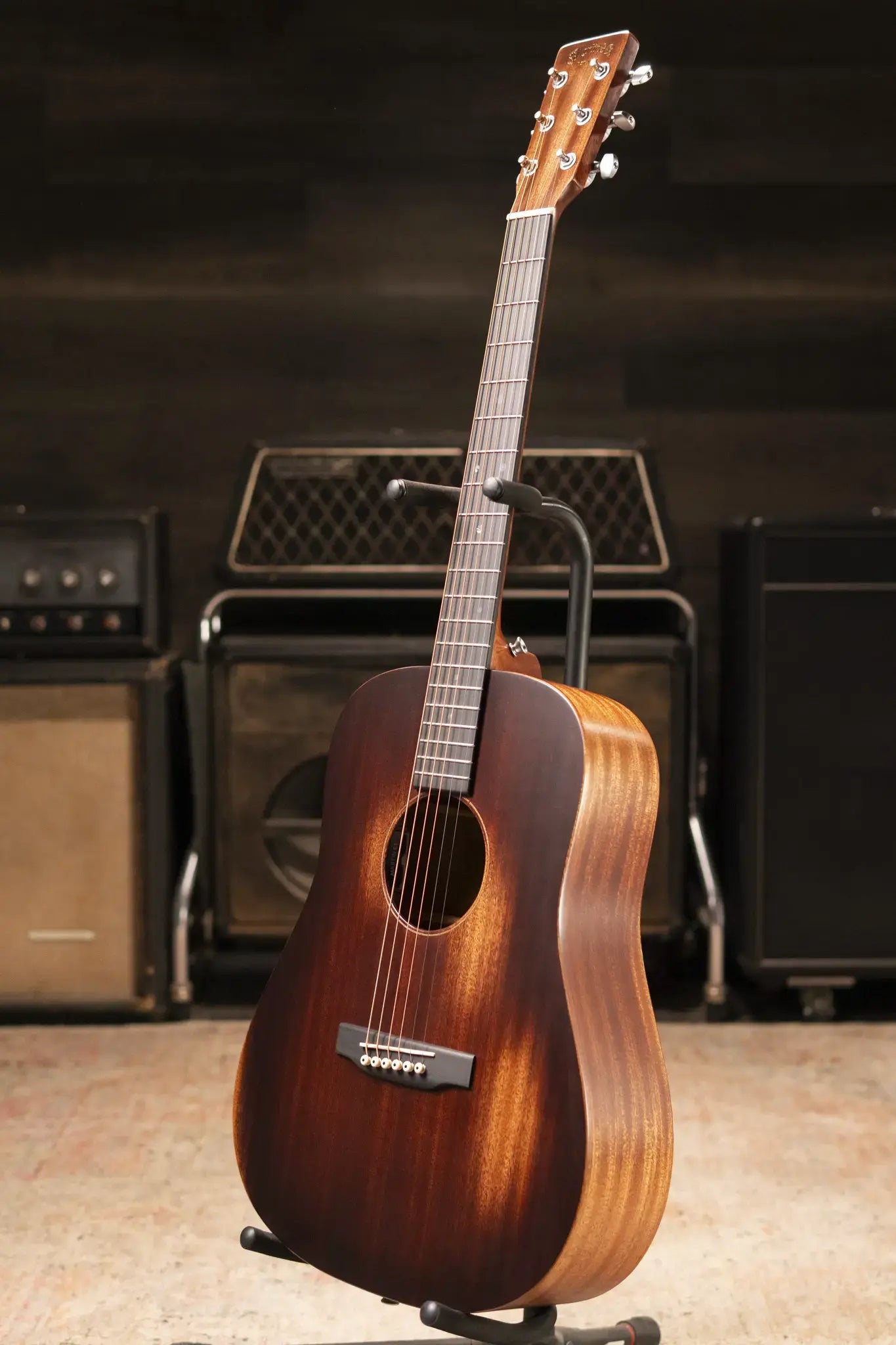 Martin D Jr-E StreetMaster Acoustic/Electric Guitar - Dark Distressed Mahogany with Softshell Case