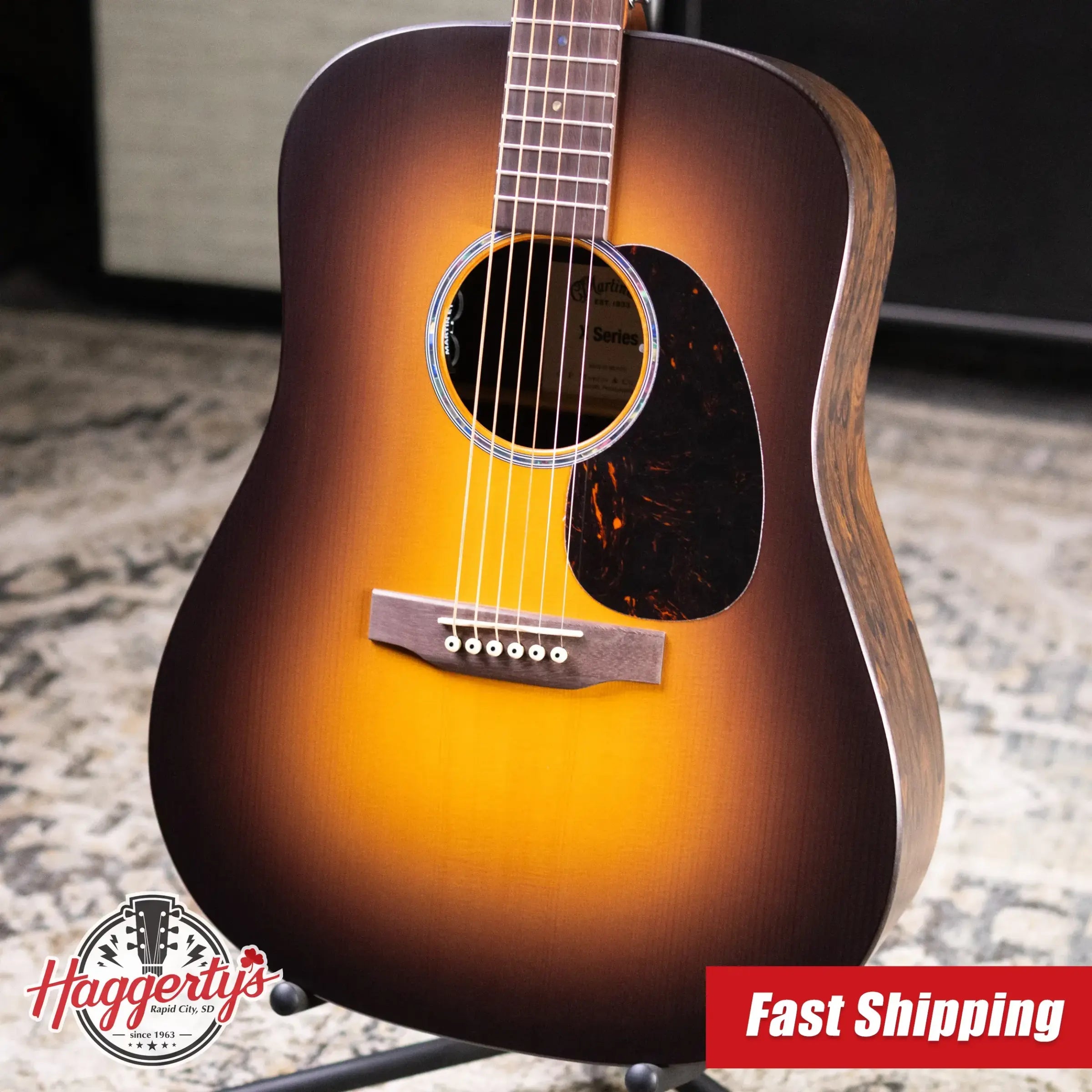 Martin D-X2E Dreadnought Acoustic/Electric Guitar - Ziricote Burst with Gig Bag